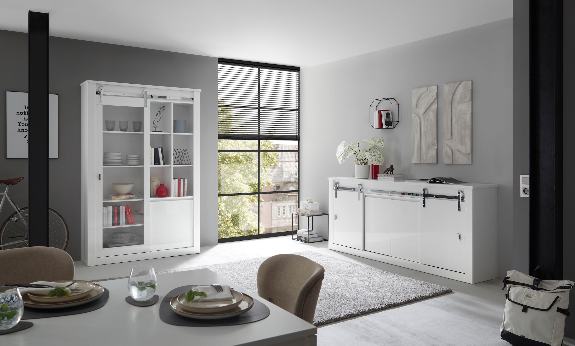 Home affaire Vitrine »Daytona, moderner Hochschrank, Glasvitrine in Weiß Hochglanz«