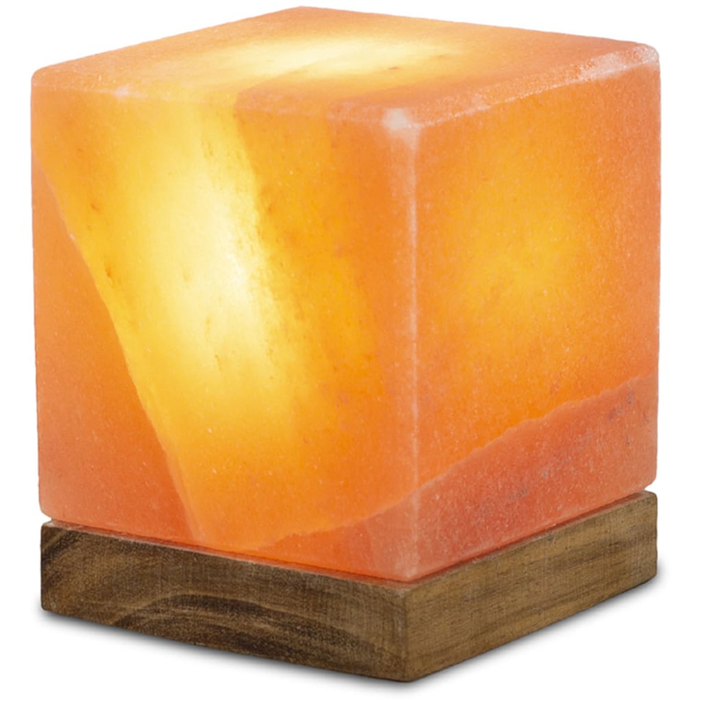 HIMALAYA SALT DREAMS Salzkristall-Tischlampe »Kubus«, Handgefertigt aus Salzkristall - jeder Stein ein Unikat, H: ca.12 cm
