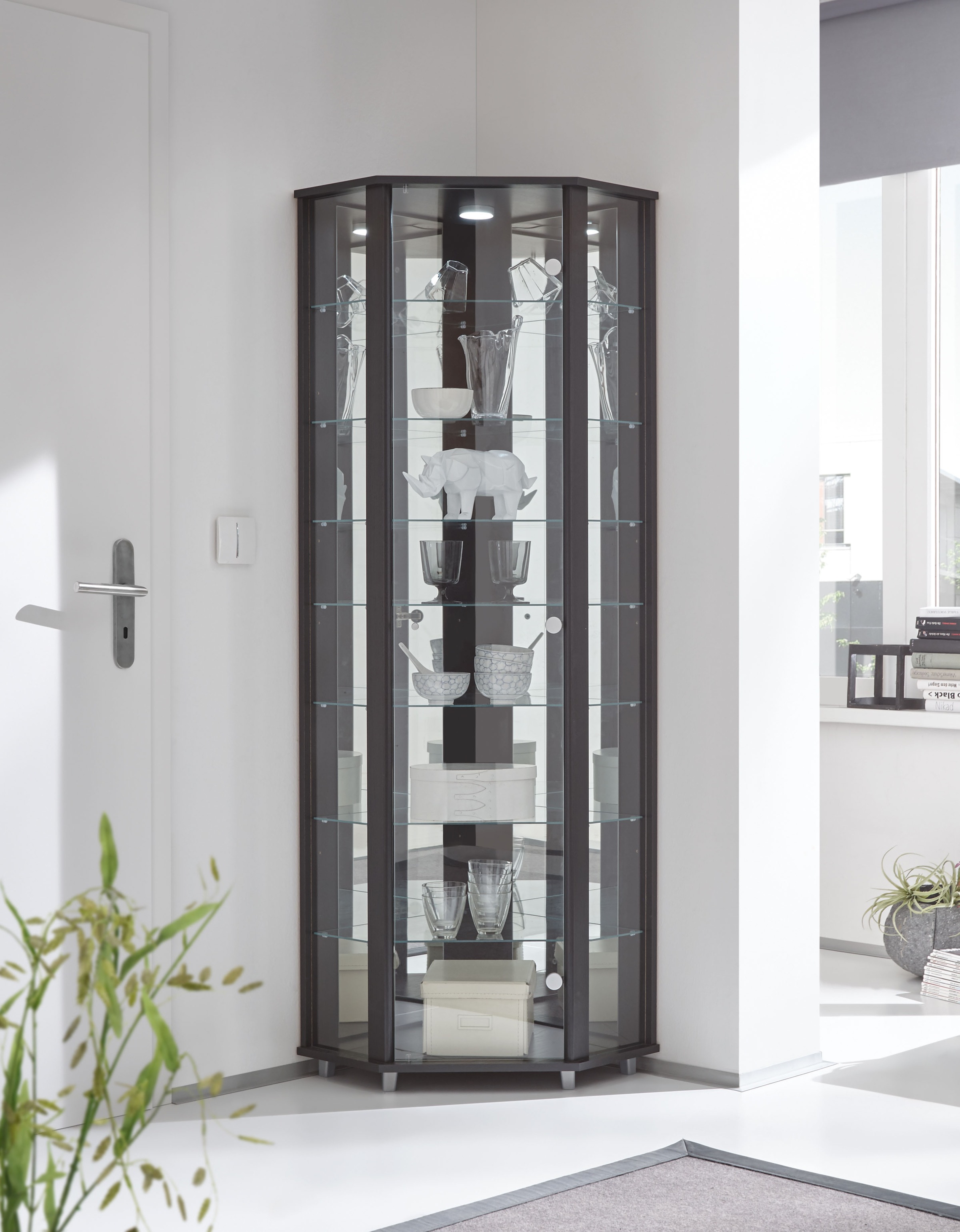 fif möbel Eckvitrine »TRIO Höhe ca. 172 cm, ink. Beleuchtung«, Eckvitrine/G günstig online kaufen