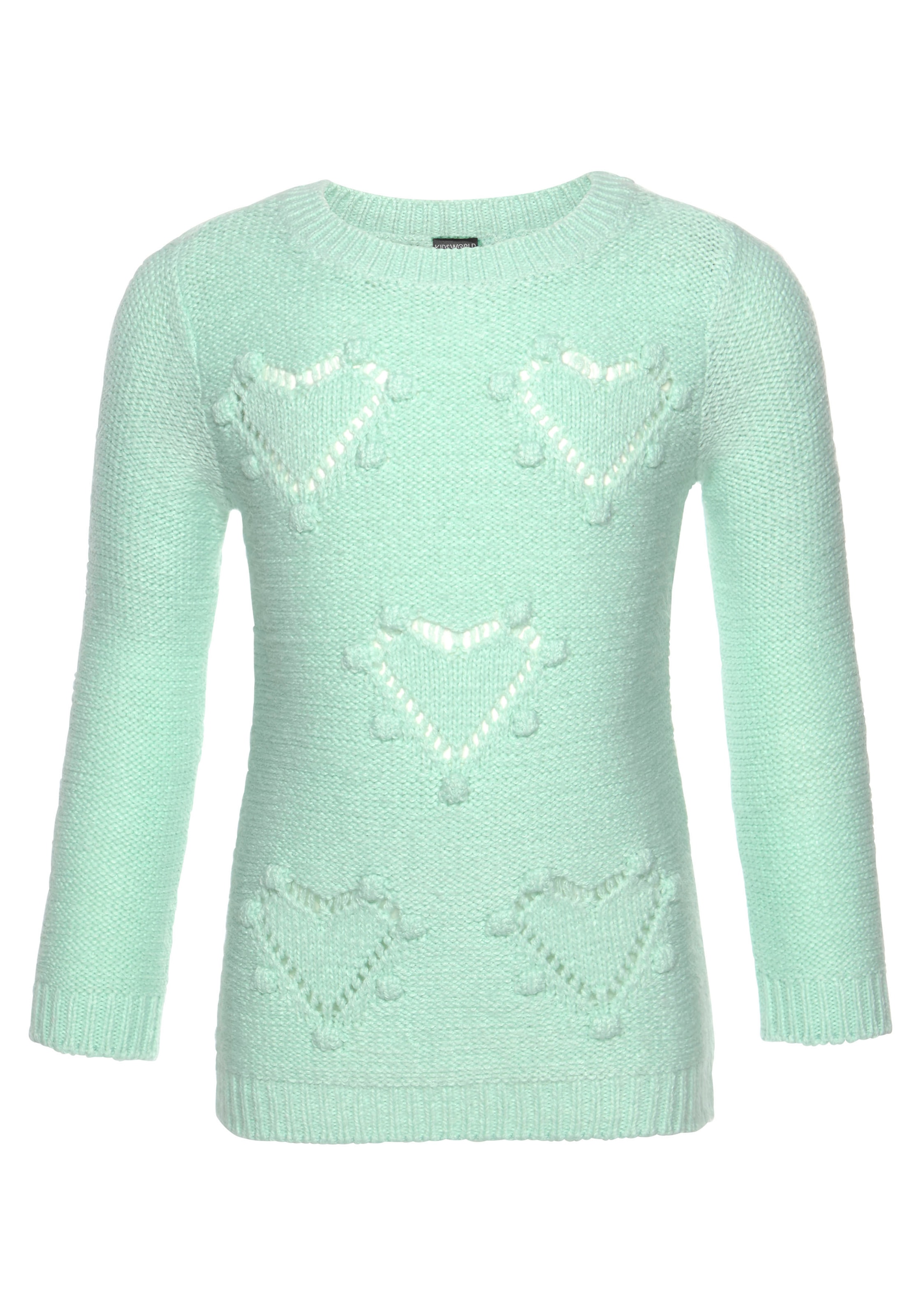 KIDSWORLD Strickpullover »Pulli für kleine Mädchen« gestricktem Herzchenmuster