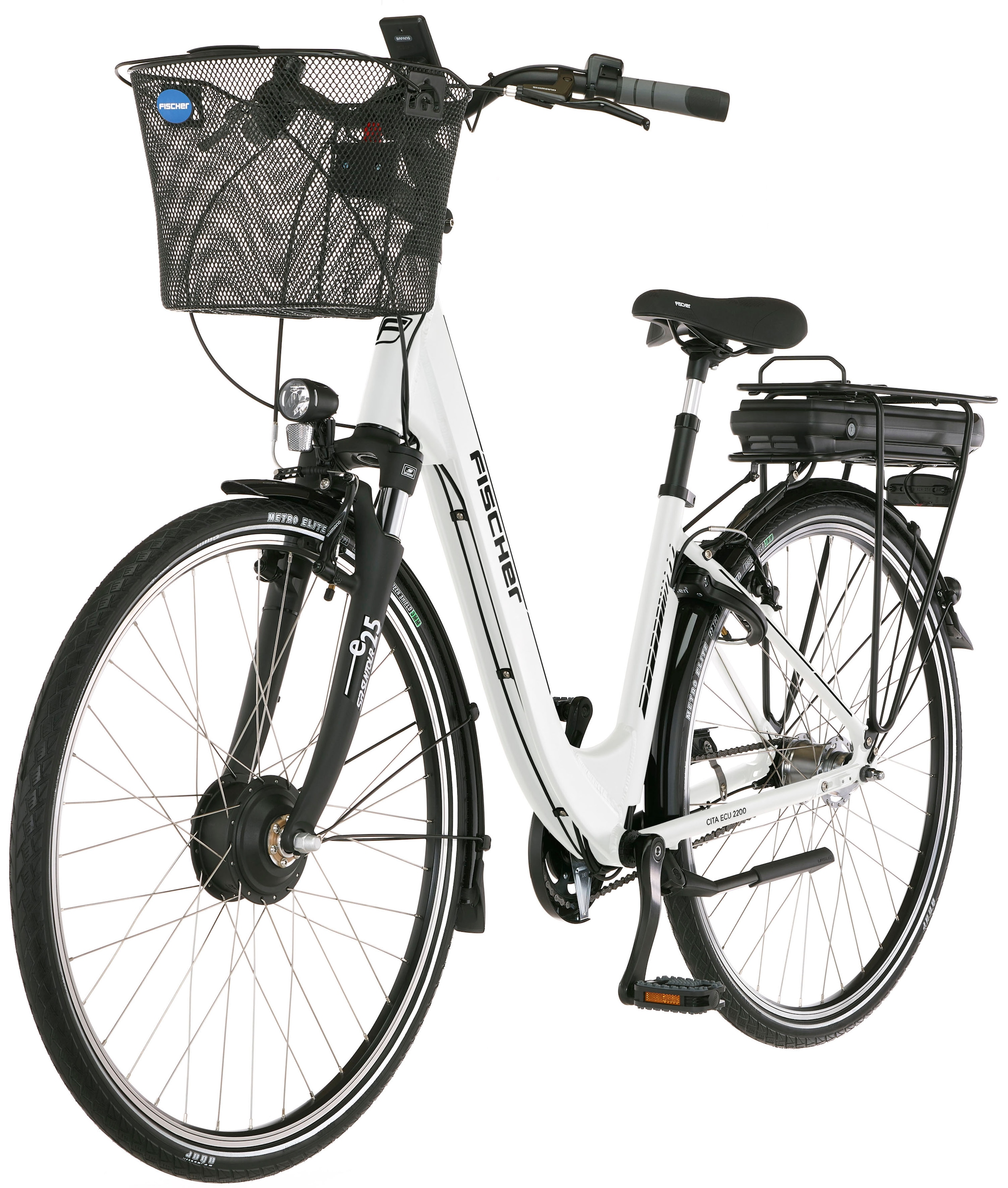 FISCHER Fahrrad E-Bike »CITA ECU 2200 418«, 7 Gang, Shimano, Nexus, Frontmotor 250 W, (mit Fahrradschloss)