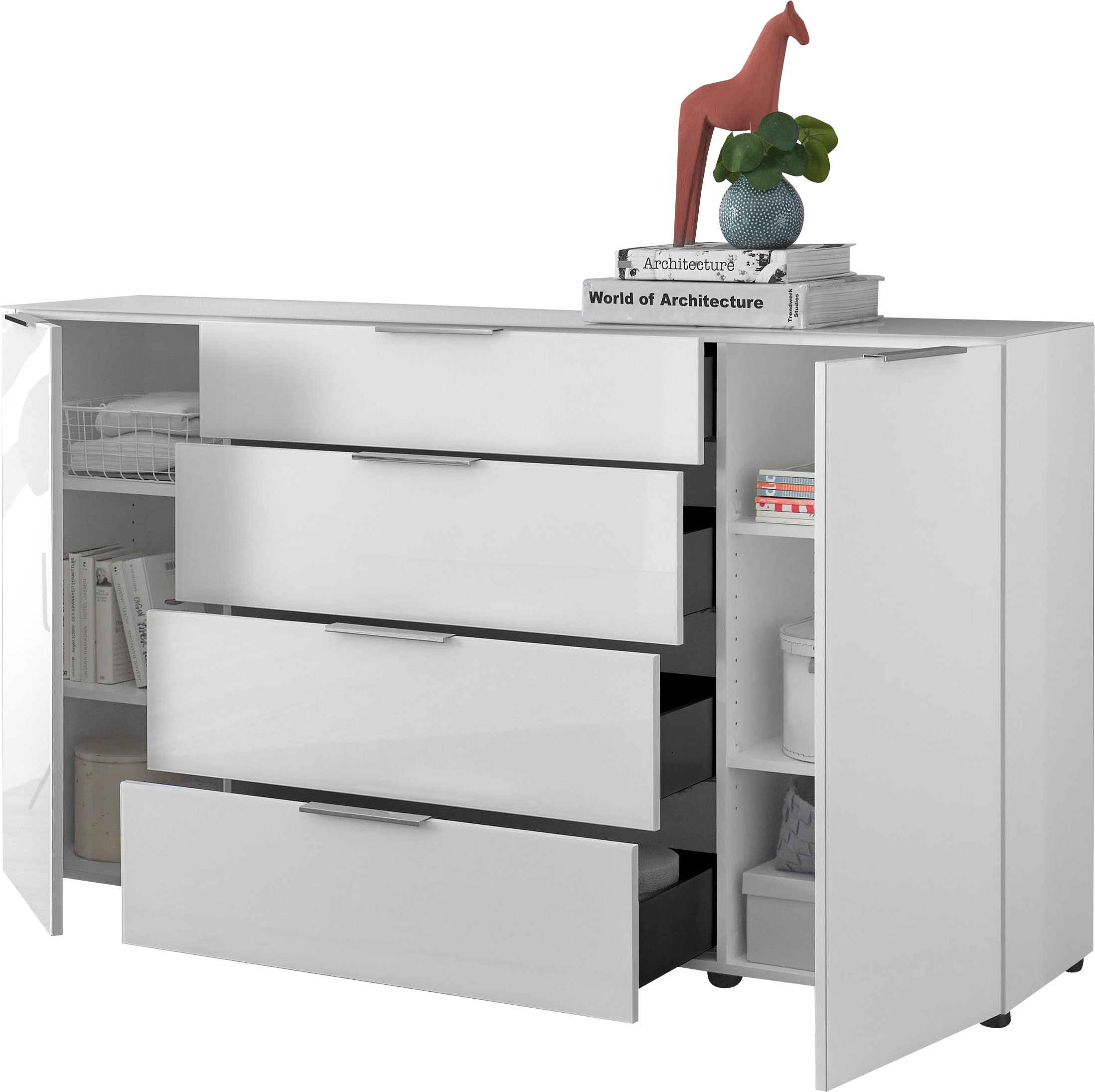 HBZ Kommode »Santorin, BxHxT 180x99x40 cm«, (1 St.), Breite 180cm, Softclose für Türen und Schubkästen, Melaminbeschichtung