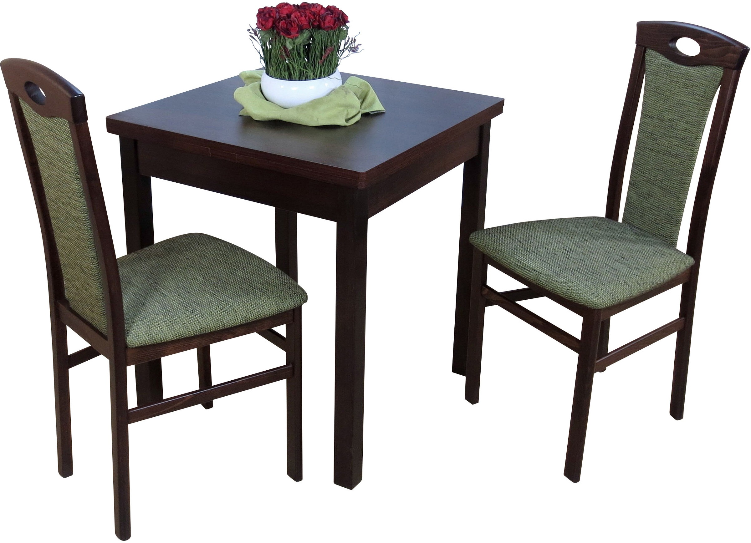 HOFMANN LIVING AND MORE Essgruppe »3tlg. Tischgruppe« Spar-Set, 3tlg. Tischgruppe, 2 Stk. tlg. Stühle montiert oliv + oliv + Nussbaum-Nachbildung