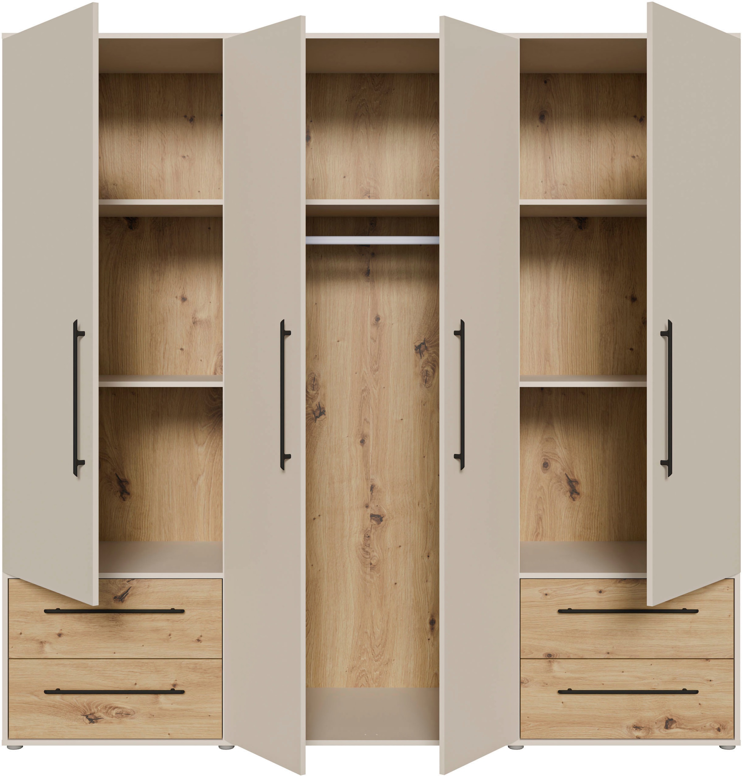 FORTE Kleiderschrank »Mokkaris ,Topseller, zeitloses Design, 3–4 Türen, Made in Europe« B/H/T ca. 145x200x59cm oder 206x200x59cm, 