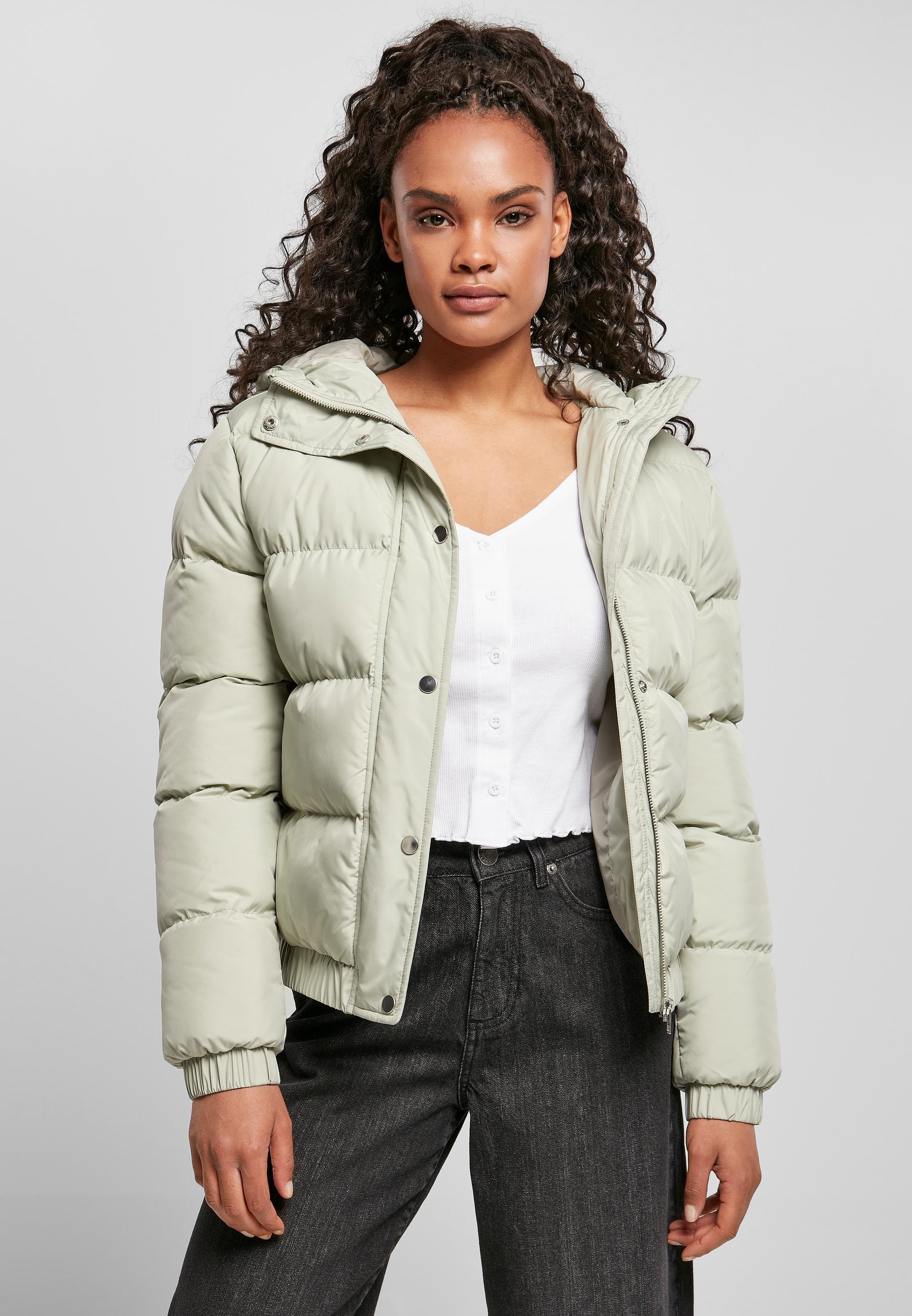 URBAN CLASSICS Winterjacke »Urban Classics Damen Ladies Hooded Puffer Jacket« 1 Stk. tlg. mit Kapuze