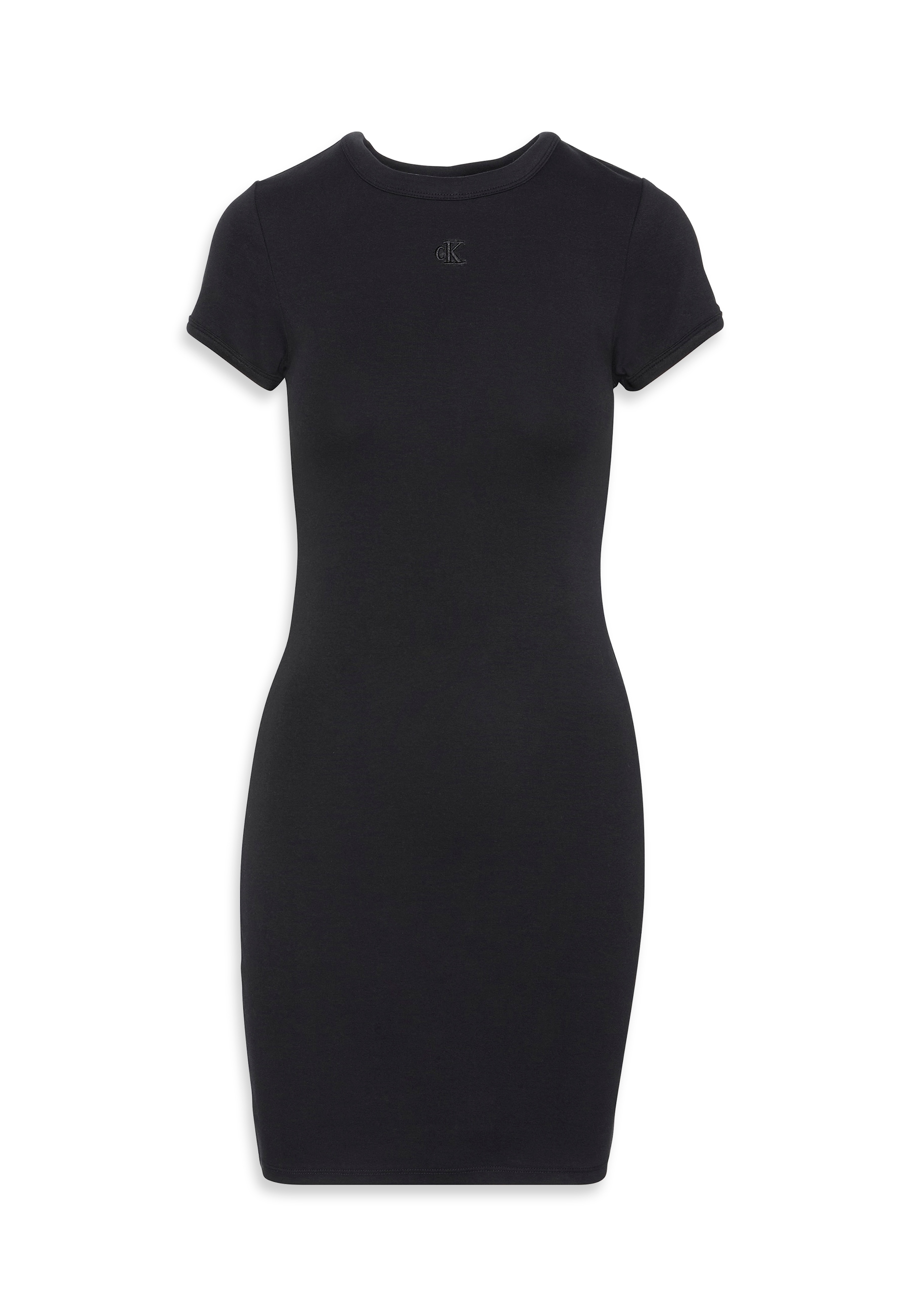 Calvin Klein Jeans Jerseykleid »SS CTN CNTR 1X1 RB S«, Mit Rundhalsausschnitt