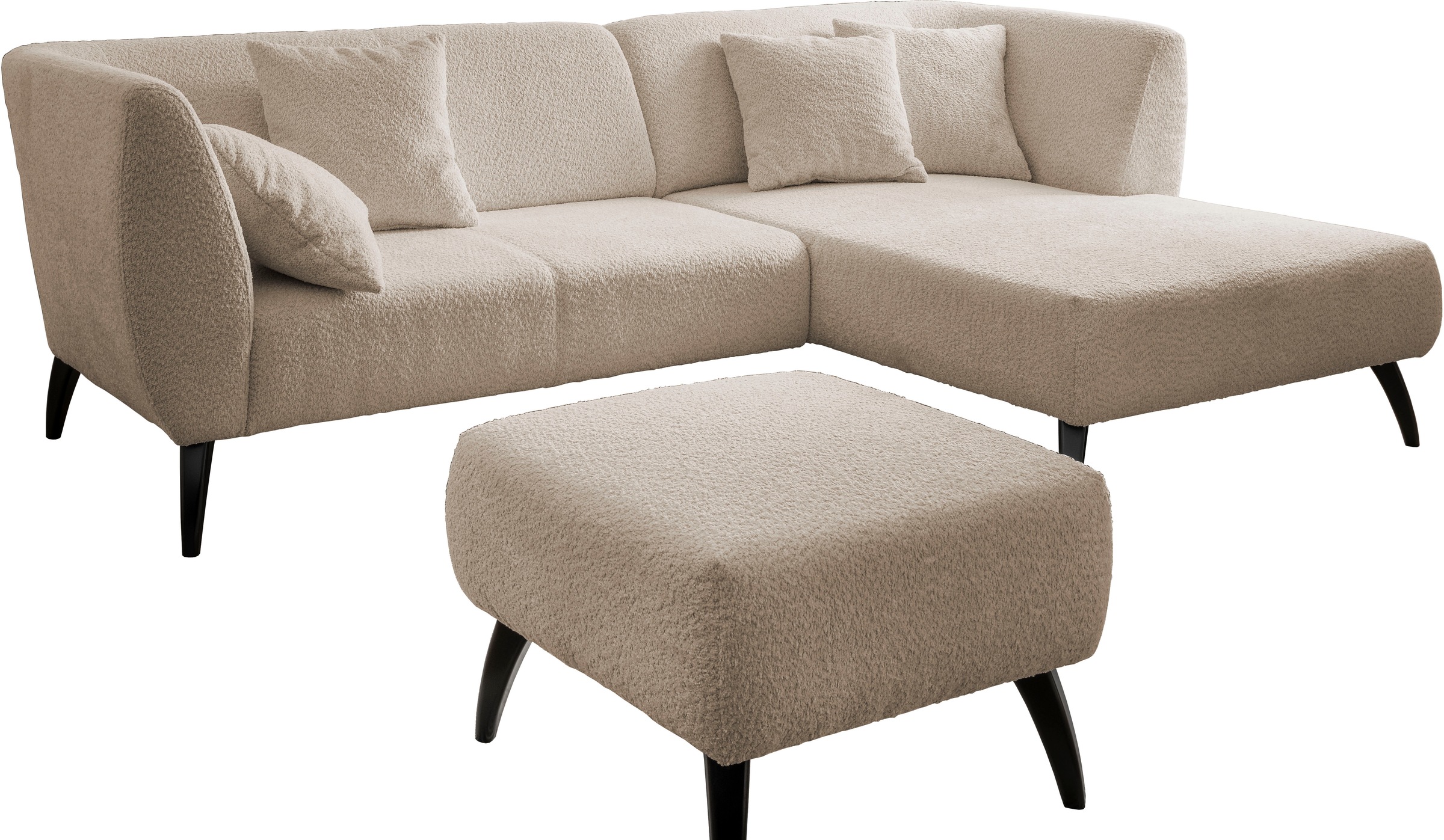 INOSIGN Ecksofa »Colori L-Form«, Holzfußfarbe wählbar, inkl. 4x Zierkissen günstig online kaufen