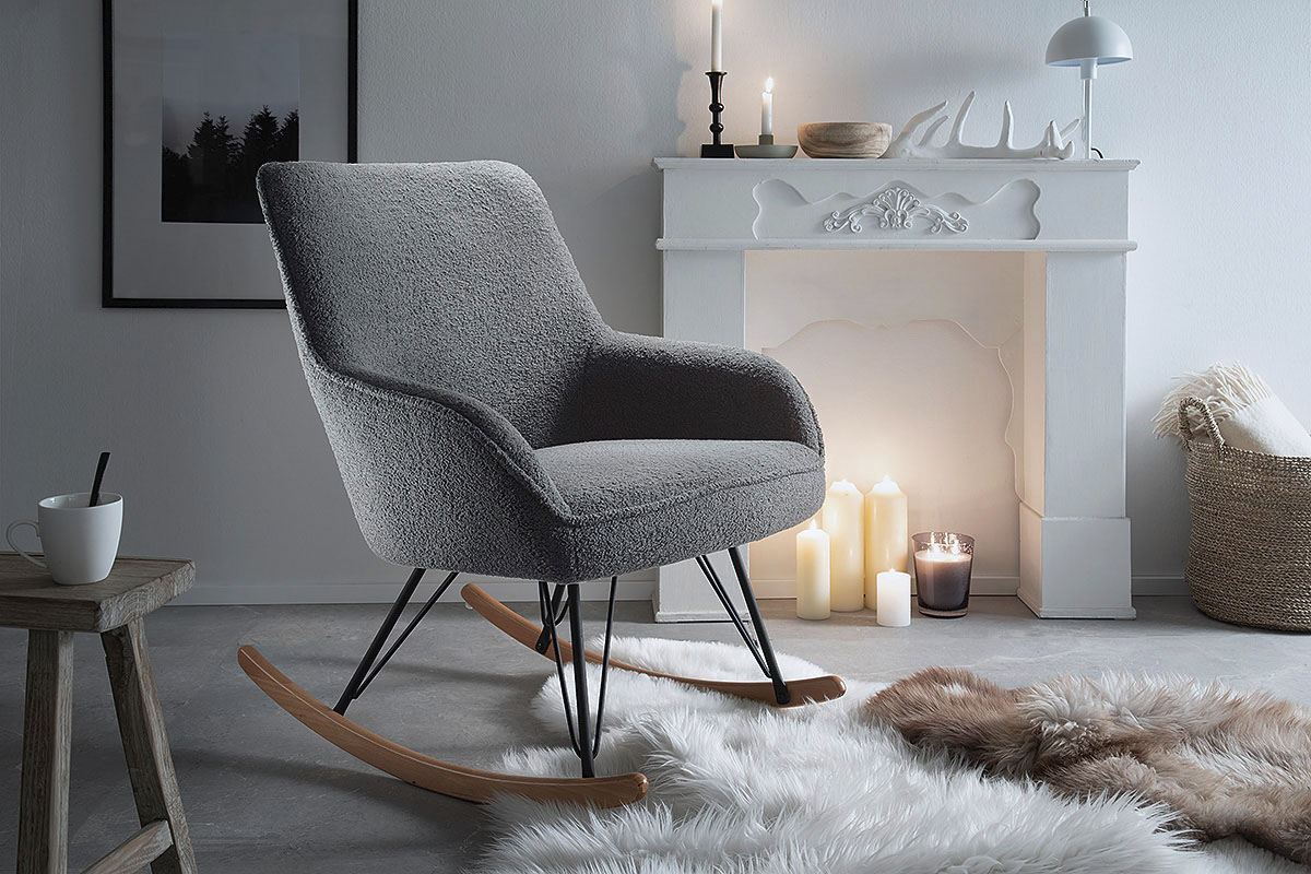 MCA furniture Schaukelstuhl »HOPKINS« () 1 Stk. Microfaser Kufe: Buche, eic günstig online kaufen