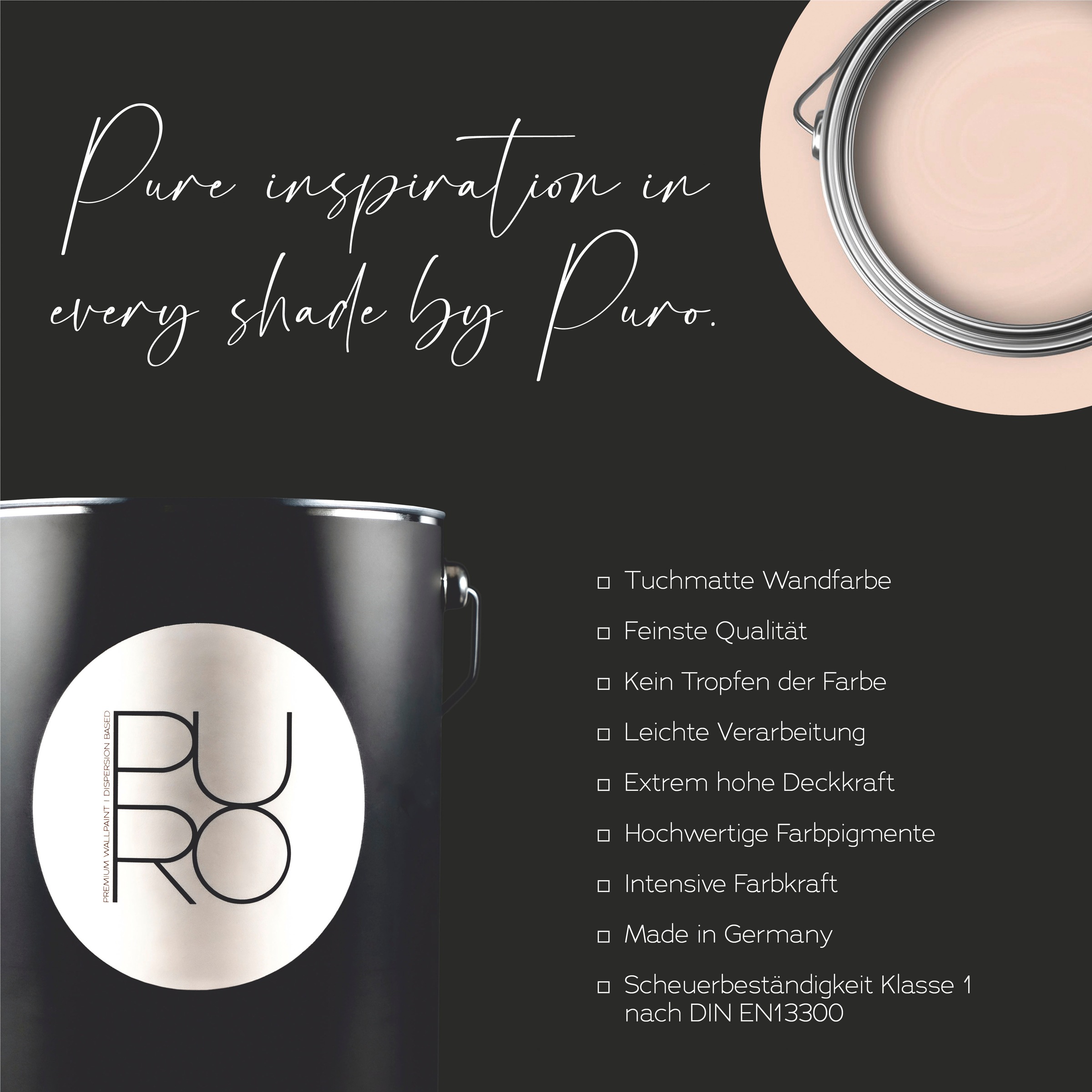 A.S. Création Wandfarbe »Premium Innenwandfarbe PURO Tuchmatt diverse apricot« ideal für Wohnzimmer, Schlafzimmer, Flur und Küche, Farbwelt Apricot