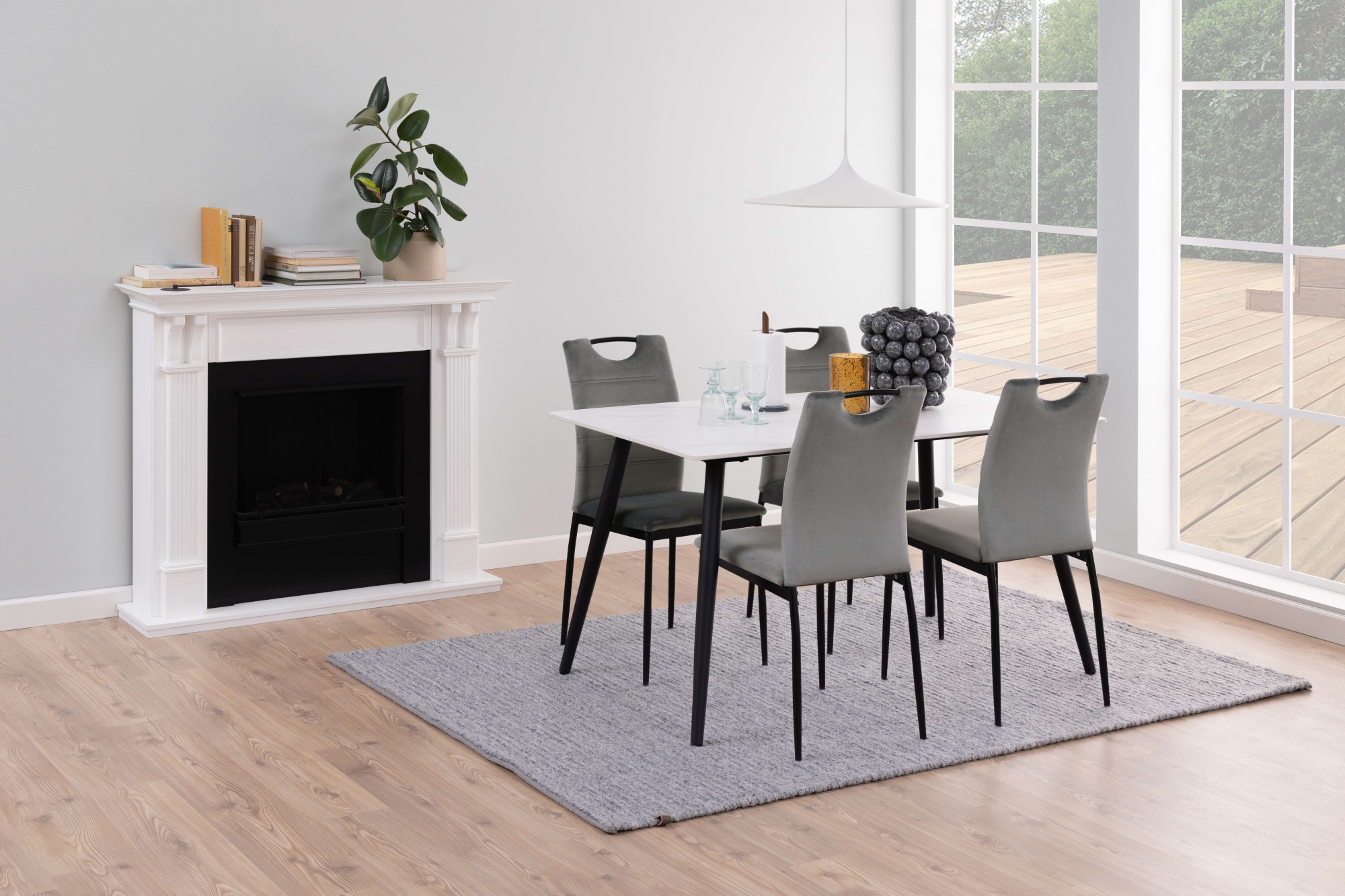 ACTONA GROUP Esszimmerstuhl »Dia«, 4 St., Samtvelours, Esszimmerstuhl Dia (Set, 4 St) in grau Samtvelours, mit Handgriff