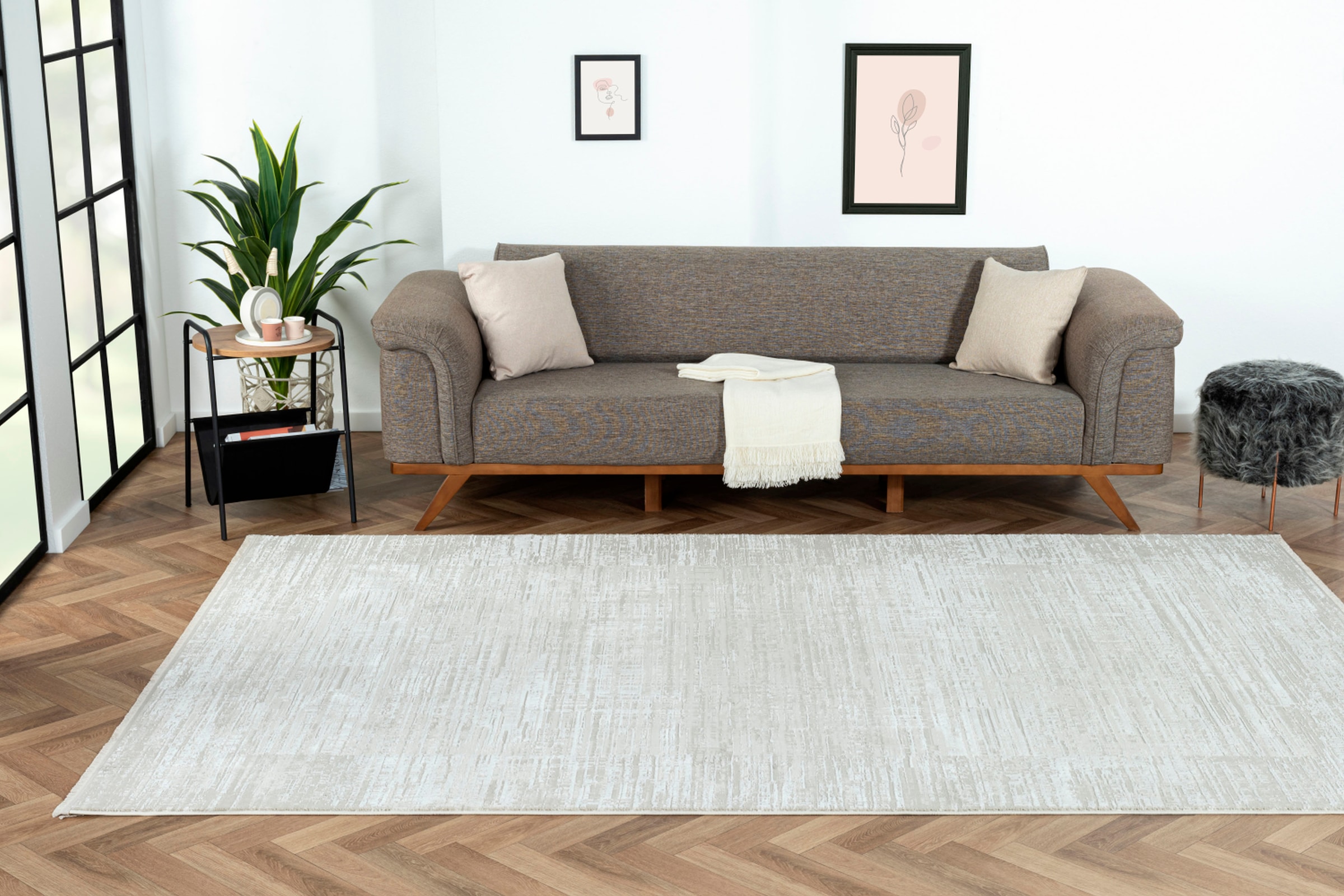 Myflair Möbel & Accessoires Teppich »My Heaven Lagerräumung«, rechteckig, 10 mm Höhe, Kurzflor, Scandi-Look, besonders weich durch Microfaser, mit Fransen