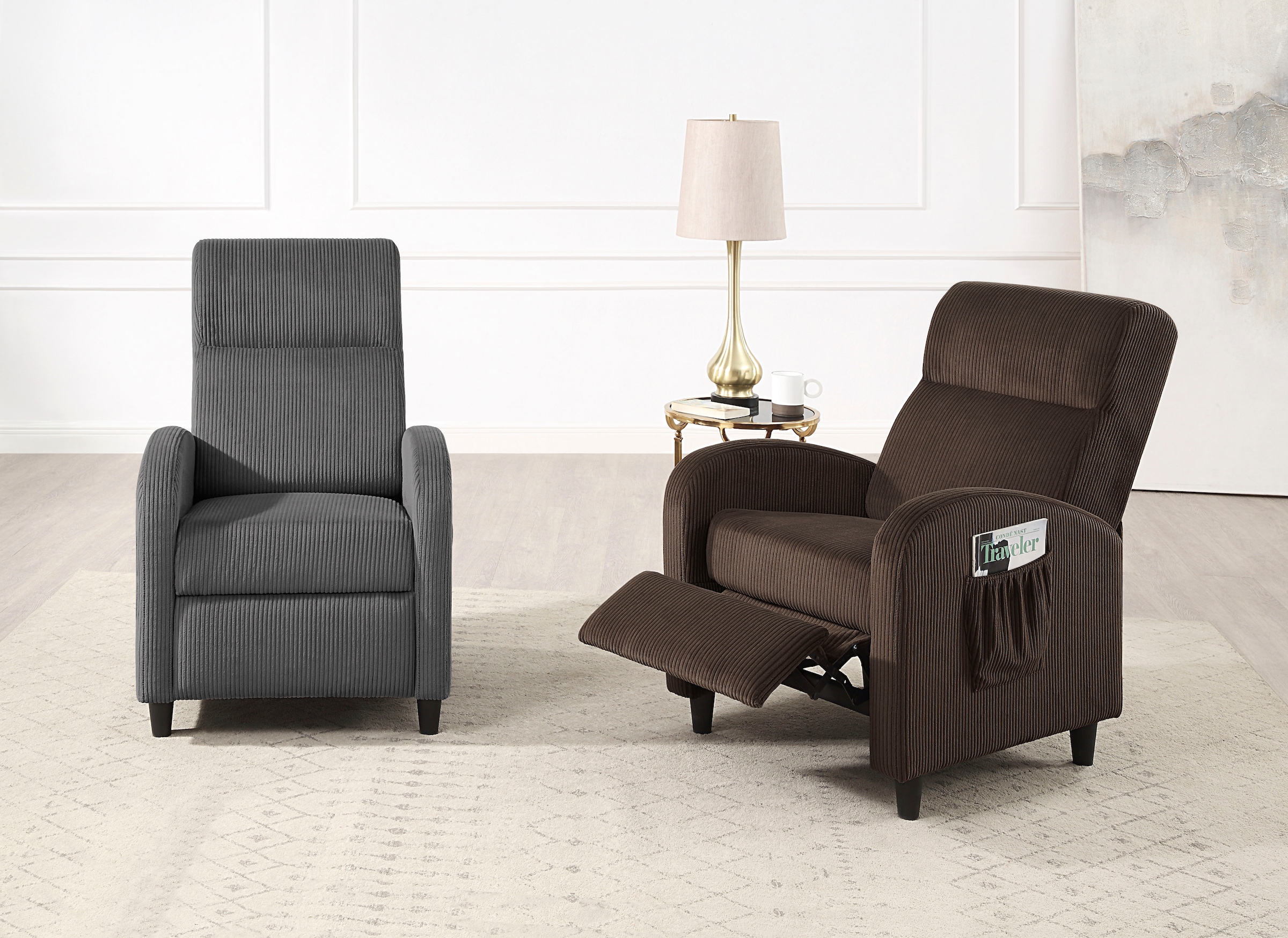 ATLANTIC home collection Relaxsessel »Tom«, mit Relaxfunktion, inklusive seitlicher Tasche