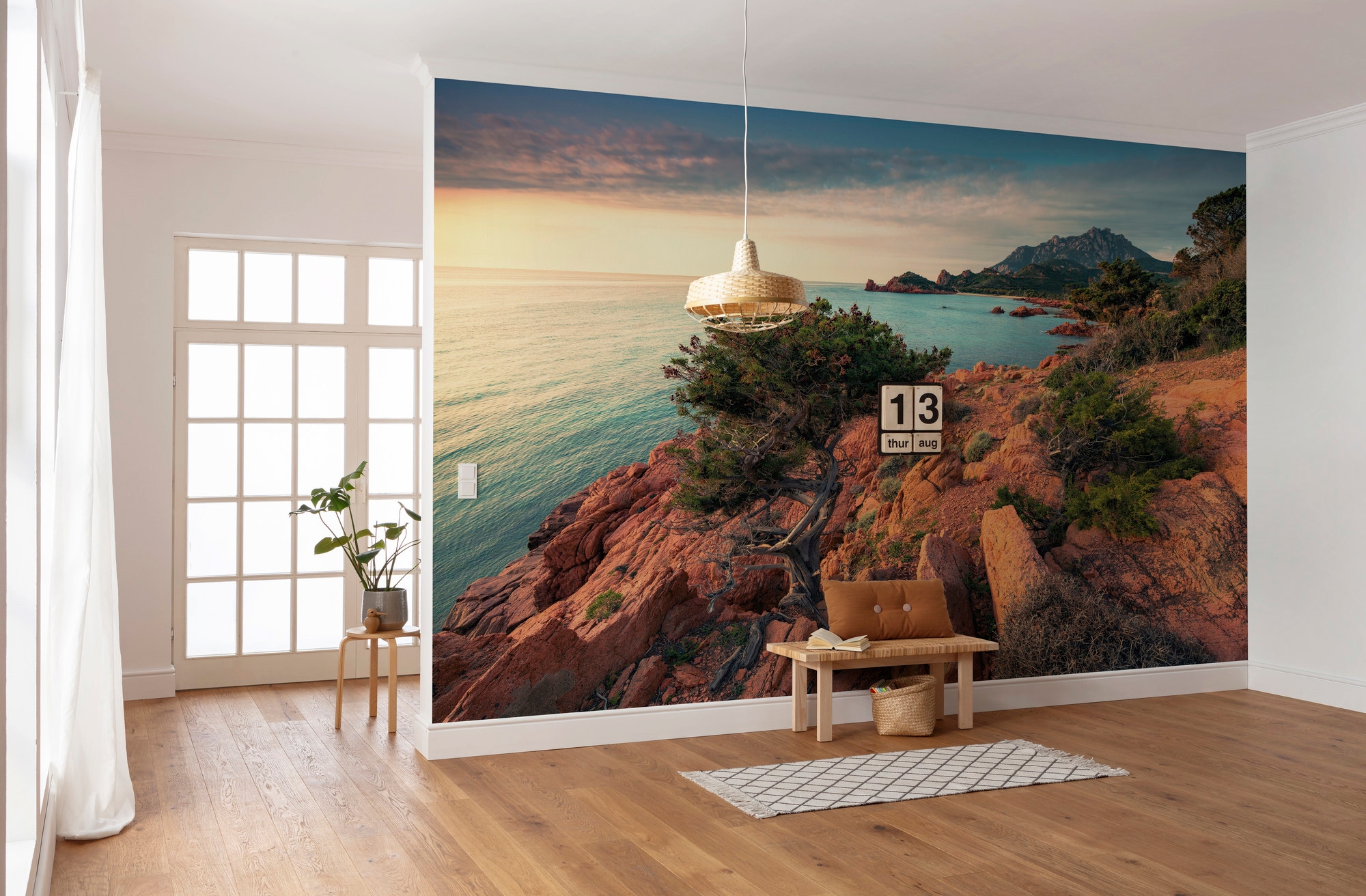 Sanders & Sanders Fototapete Landschaft Beige Grün und Blau 450 x 280 cm 61 günstig online kaufen