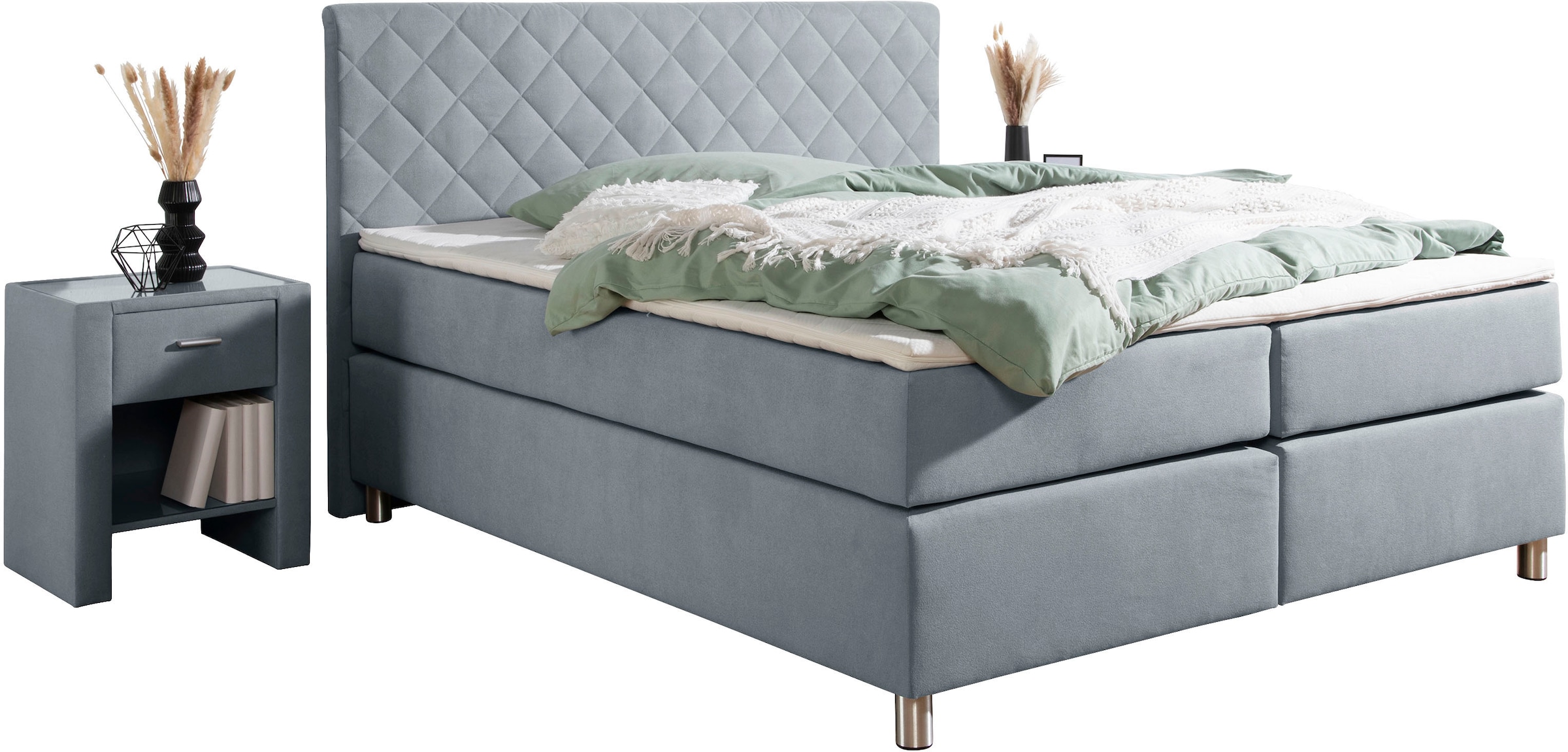 Leonique Boxspringbett »Bernard, in verschiedenen Breiten«, inkl. Topper, M günstig online kaufen