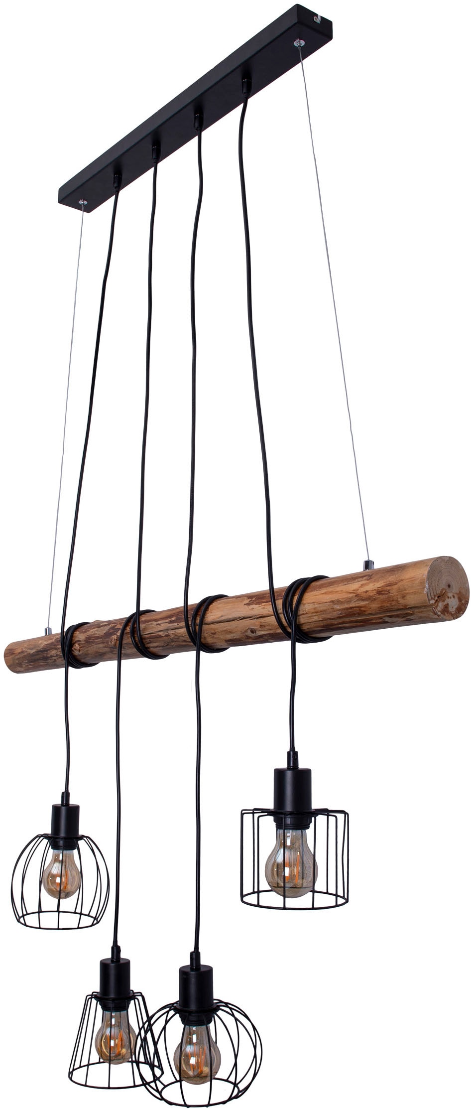 näve Pendelleuchte »4er Pendelleuchte "WOODLAND"« E27 1 Stk. retro optik