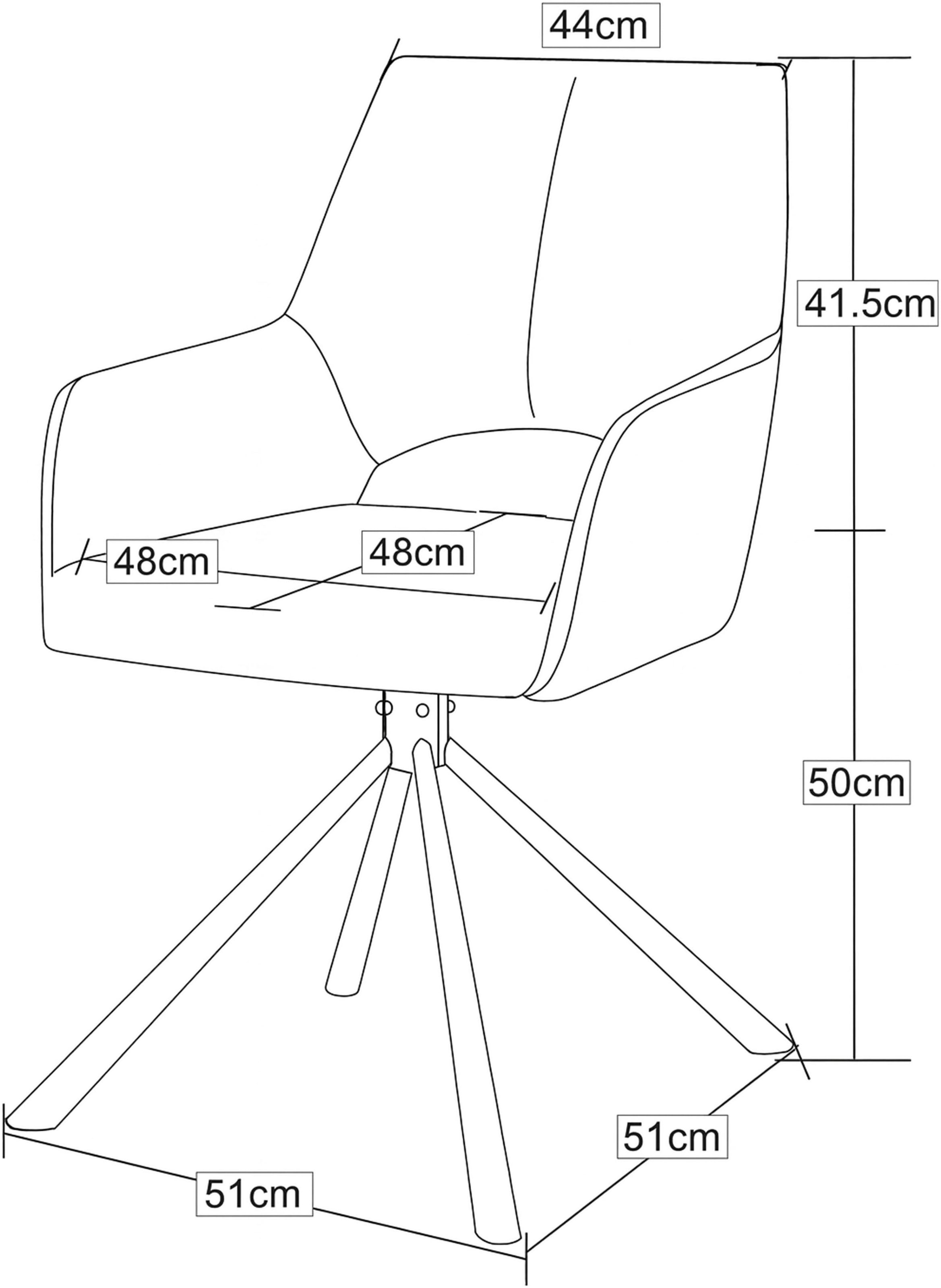 Home affaire Drehstuhl »BELLEVILLE, 2er Set, mit Metallgestell in matt schwarz« (Set) 2 Stk.in verschiedenen Farben, Belsatbarkeit pro Stuhl 120 kg, 360° drehbar