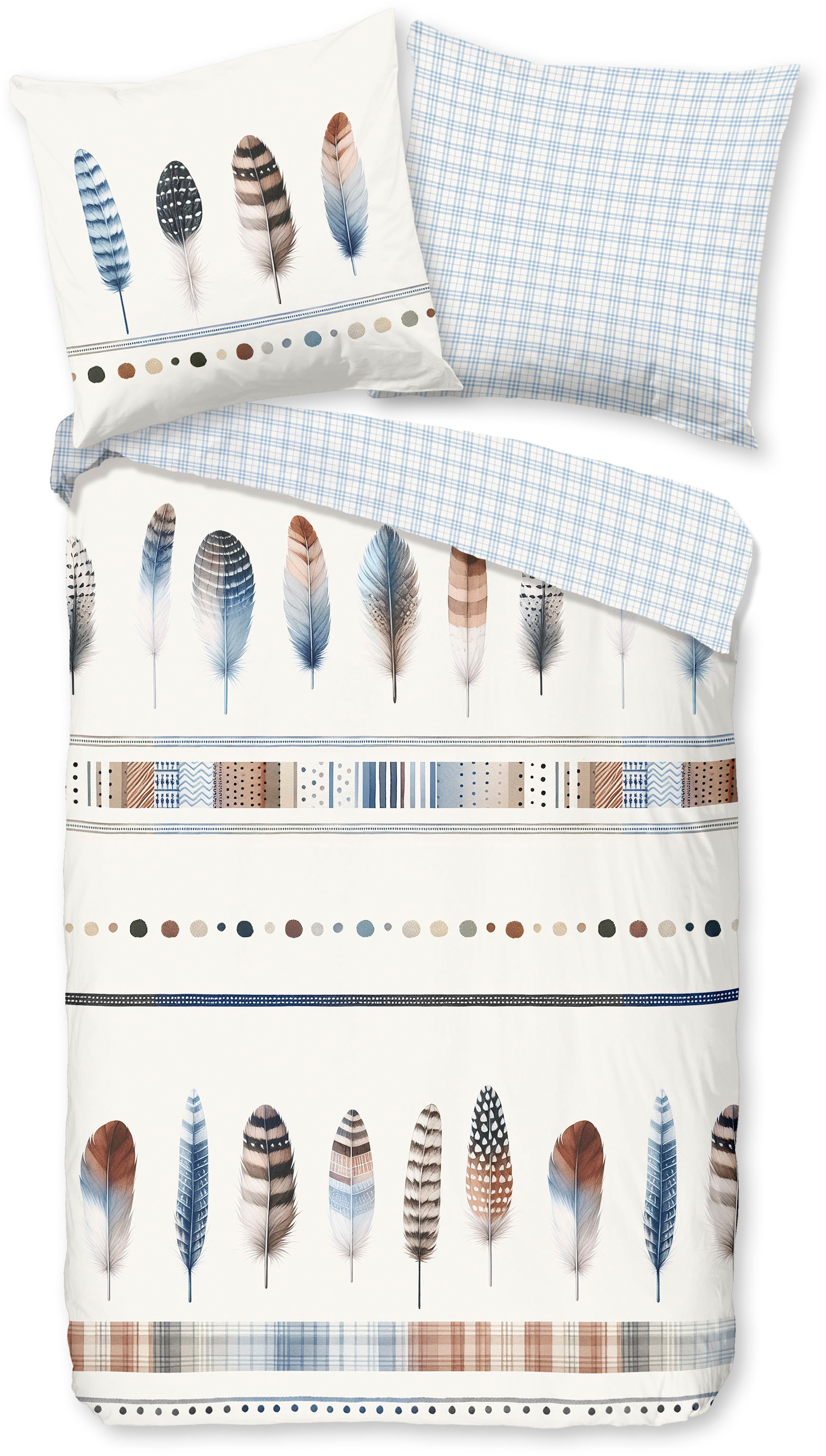 good morning Wendebettwäsche »Niba« 2 Stk. tlg. Flanell, Biber, Winter, Warm, Reißverschluss, Wende, Federn, weiß blau