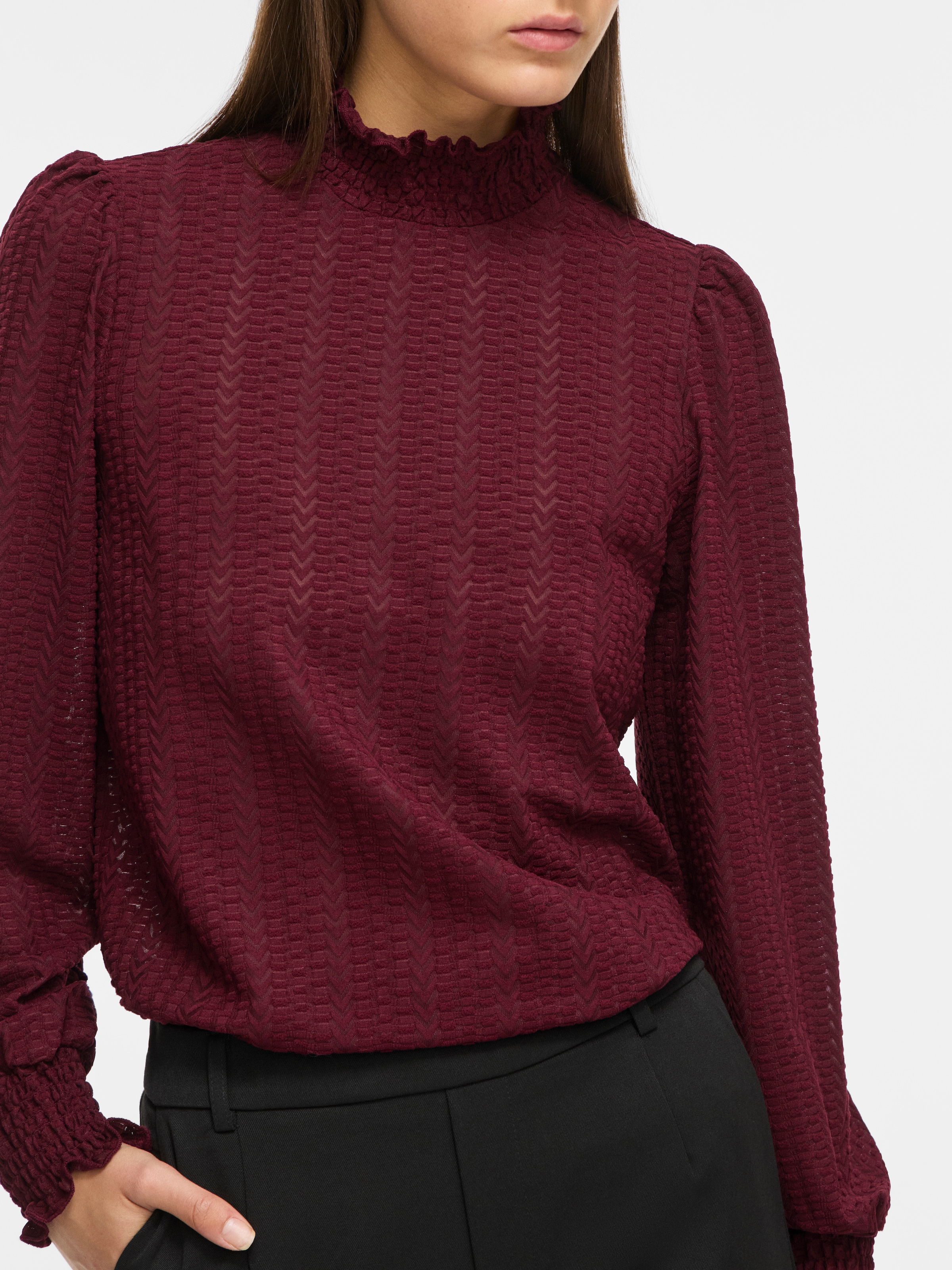 Vila Stehkragenshirt »VILYRI L/S SMOCK TOP - NOOS« Materialmix