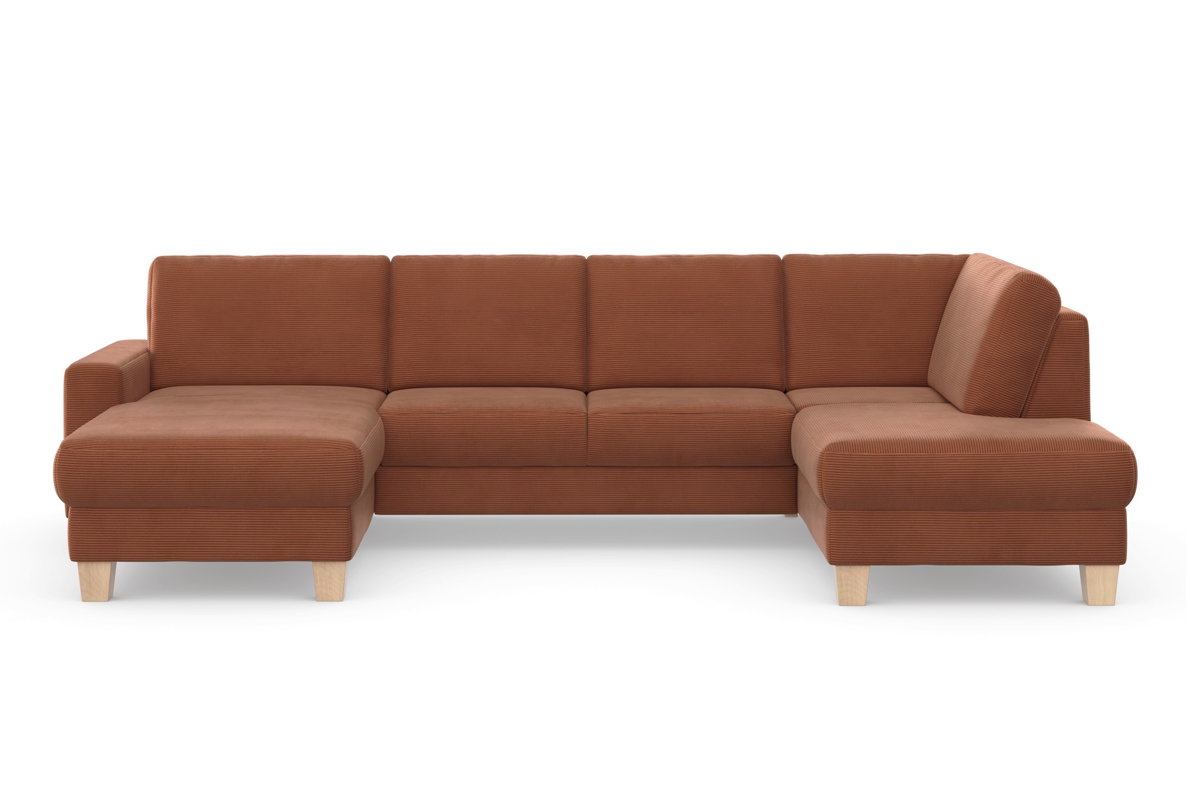 Home affaire Wohnlandschaft »Summer U-Form«, mit oder ohne Bettfunktion und Bettkasten, Cord-Bezug
