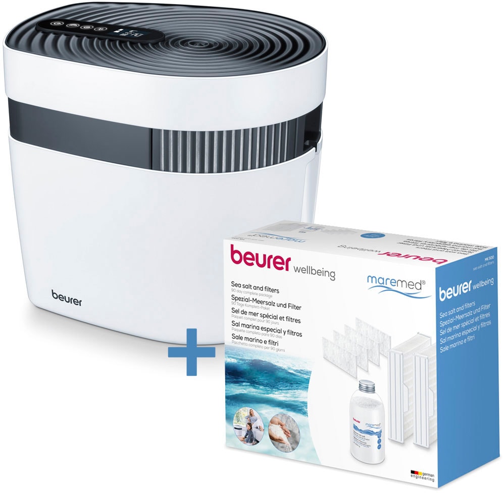Beurer Kombigerät Luftbefeuchter und -reiniger "Maremed Meeresklimagerät, Kombiset mit Filter und Salz", weiß