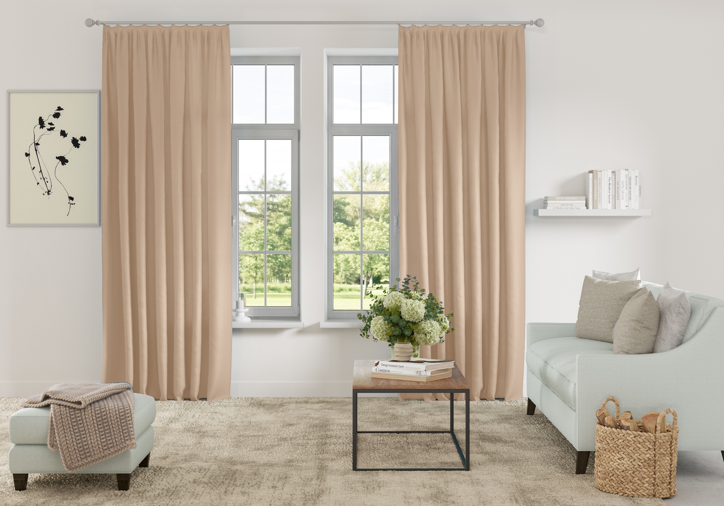 my home Vorhang »Parry« Kräuselband 2 Stk. tlg. 2-er Set, blickdicht, monoc günstig online kaufen