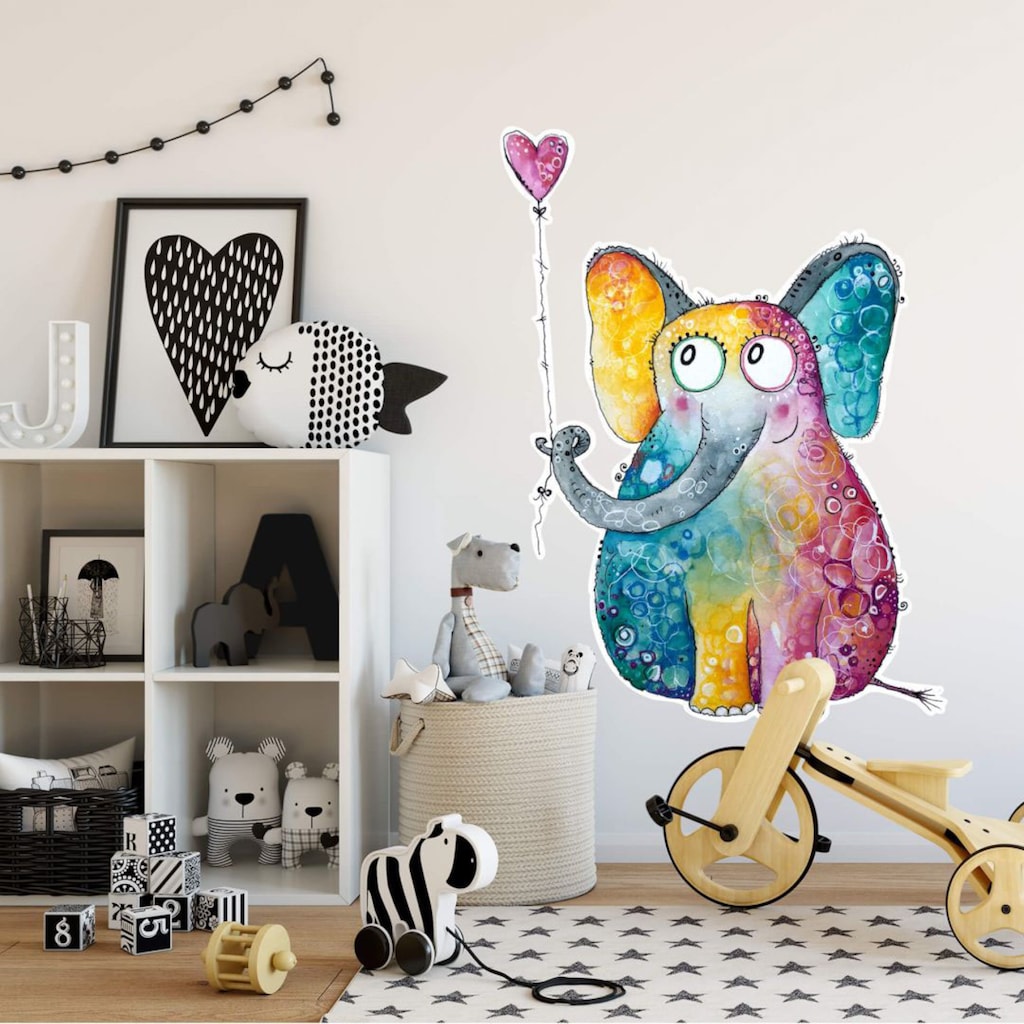 Wall-Art Wandtattoo »Elefant mit Herz Luftballon«, (1 St.), selbstklebend, entfernbar
