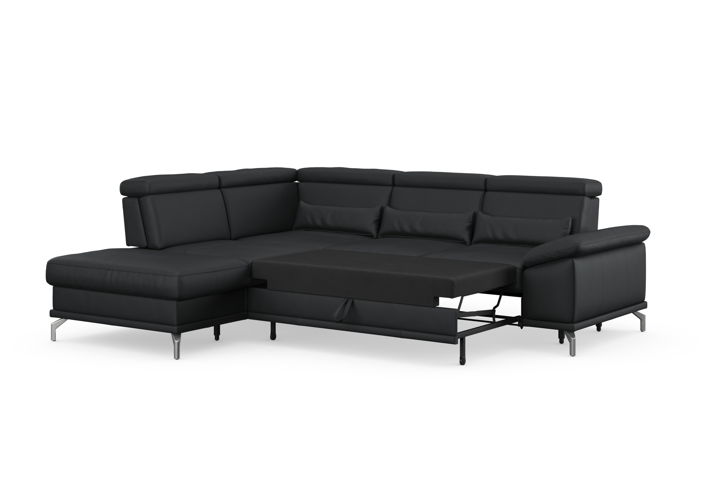sit&more Ecksofa »Cabrio L-Form, mit Sitztiefenverstellung, Arm- und Kopfteilverstellung«, 3 Nierenkissen, Federkern, optional Bettfunktion und Stauraum