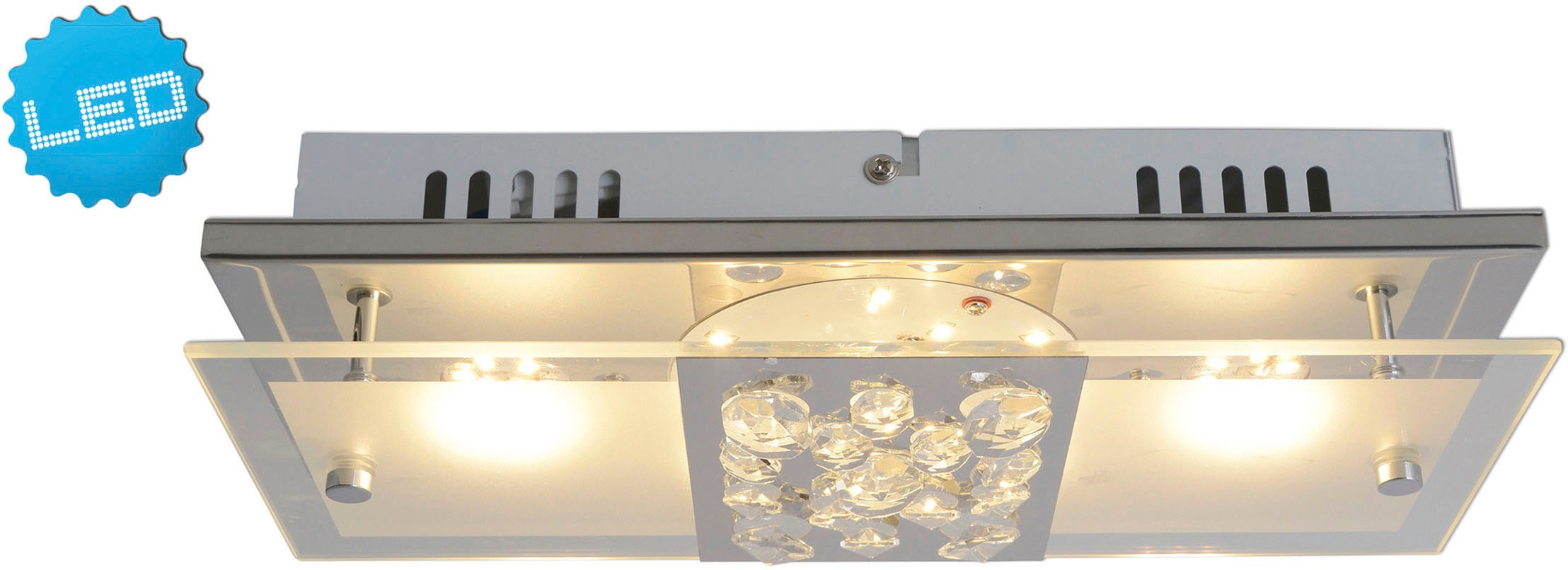 näve LED Deckenleuchte »Chur«, 1 flammig, chrom teilsatiniert mit Kristalle günstig online kaufen