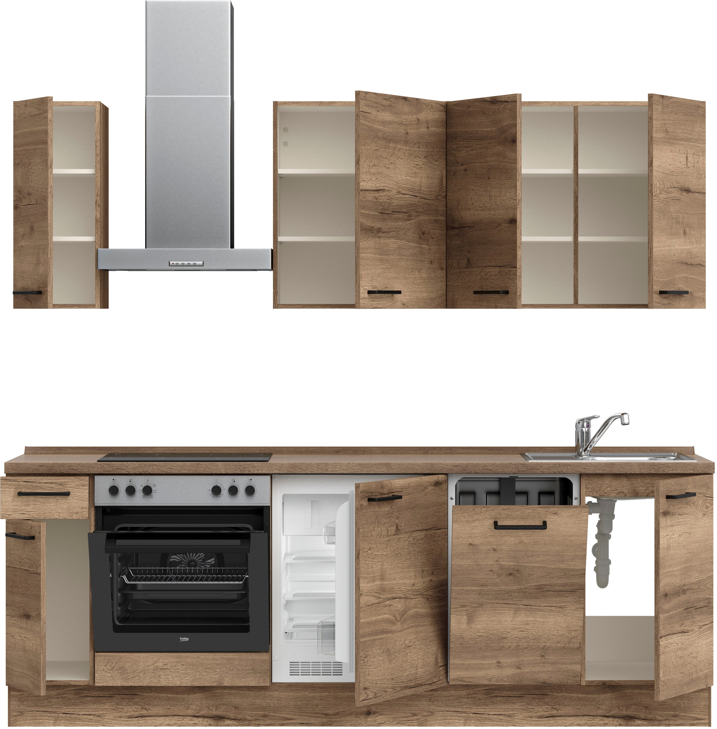 nobilia® Küchenzeile »"Structura I"«, vormontiert, Ausrichtung wählbar, Breite 240 cm, wahlw. mit E-Geräten
