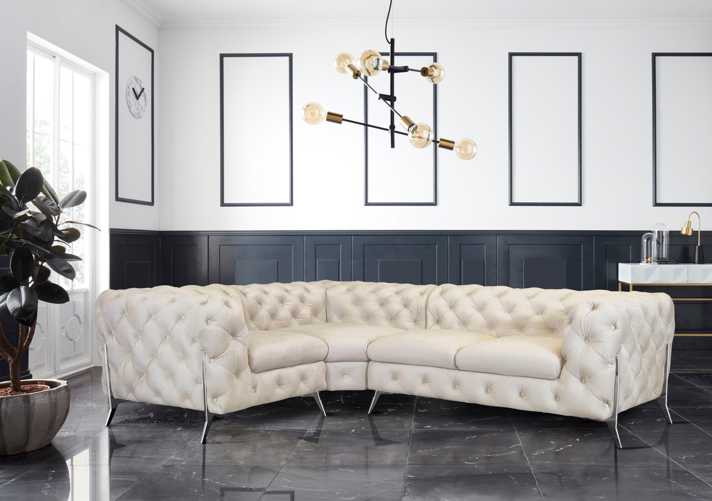 Home affaire Chesterfield-Sofa »Amaury L-Form« moderne Chersterfield-Optik, günstig online kaufen