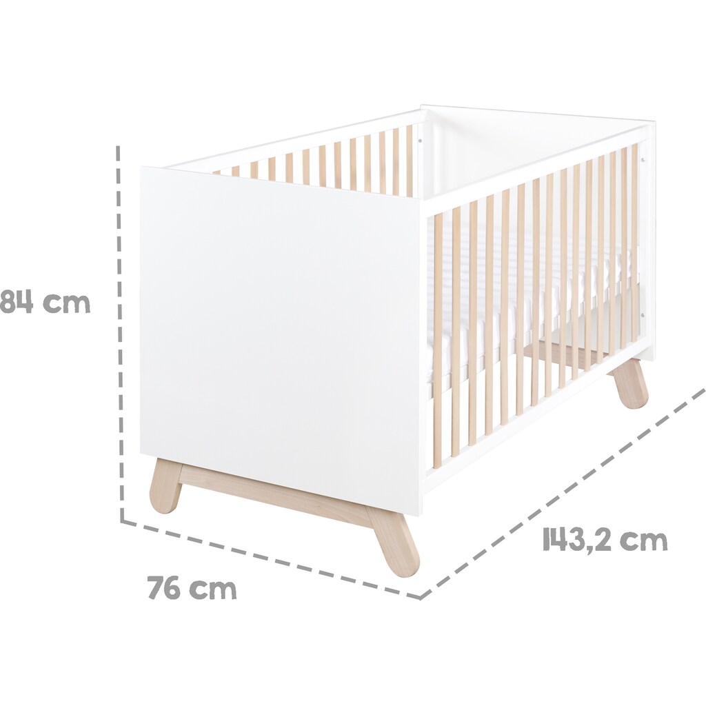 roba® Babyzimmer-Komplettset »Clara, Weiß«, (Set, 3 St., Kinderbett, Kleiderschrank, Wickelkommode), mit Kinderbett, Kleiderschrank & Wickelkommode; Made in Europe