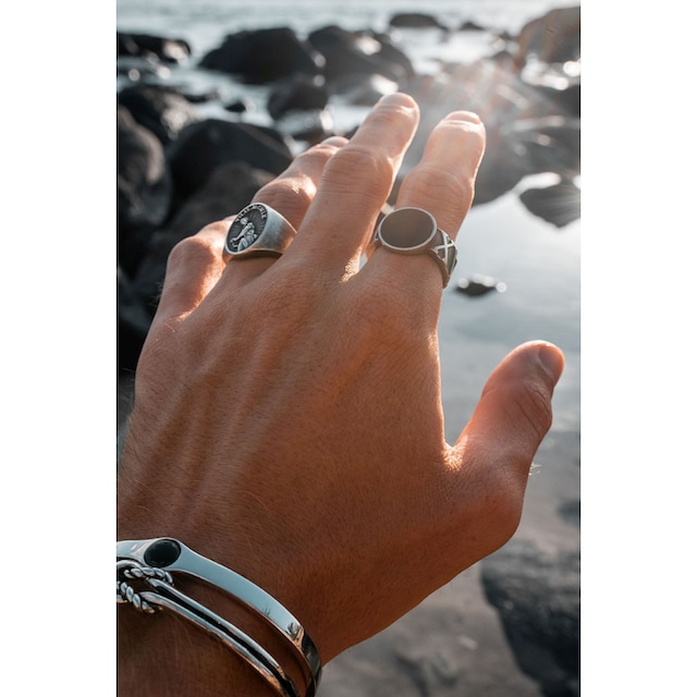 CAÏ Fingerring »925 Sterling Silber matt oxidiert mit Onyx« online  bestellen