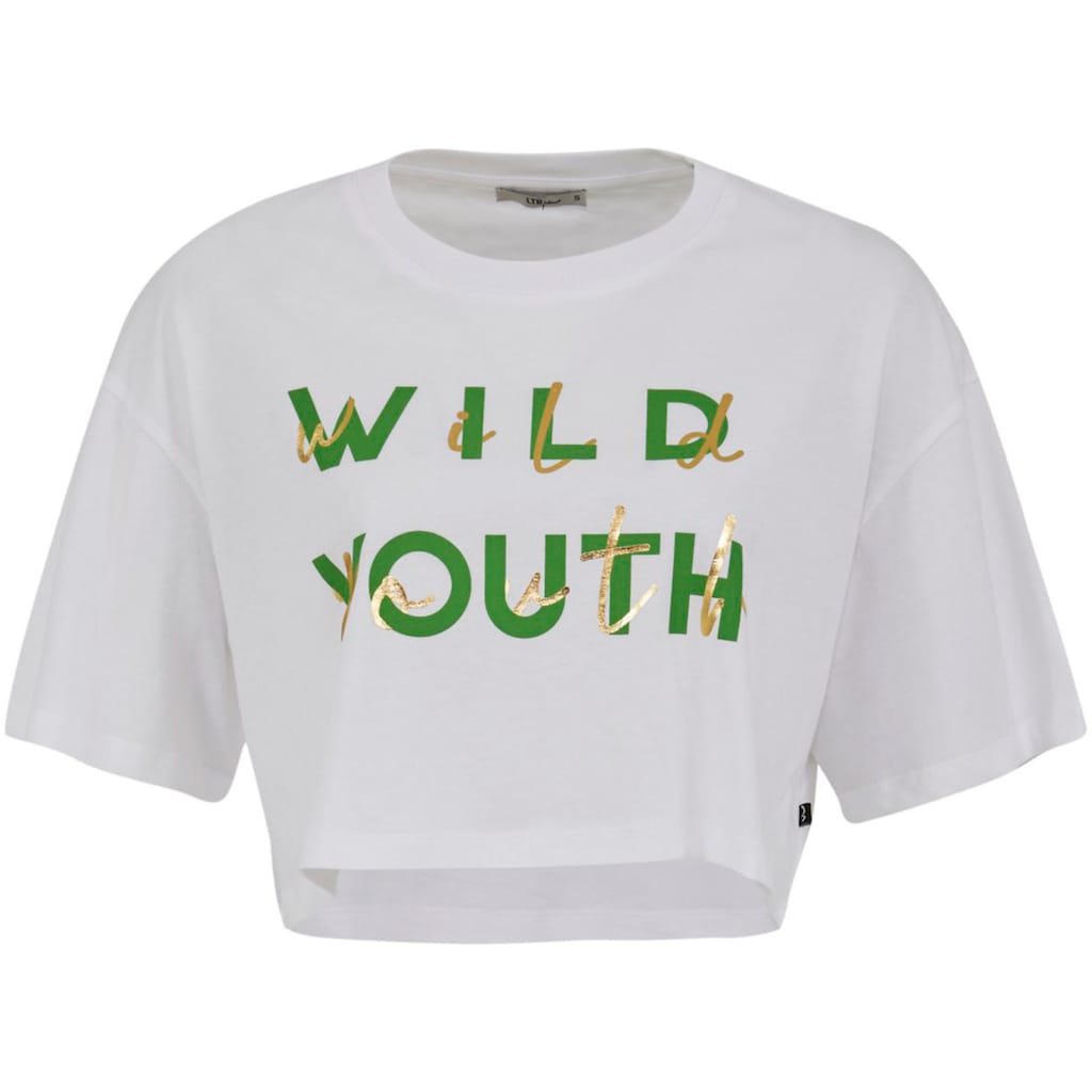 LTB Kurzarmshirt »NAYIDA«, in lässiger Passform mit "WILD YOUTH" Schriftzug und in cropped Länge