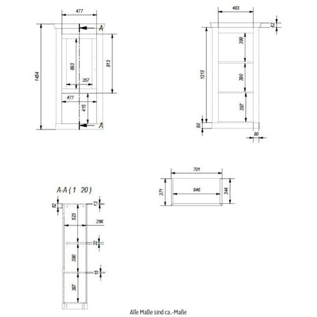 Home affaire Vitrine »RAVENNA«, im romantischen Landhausstil, Griff aus  Metall, Höhe 146 cm online bestellen