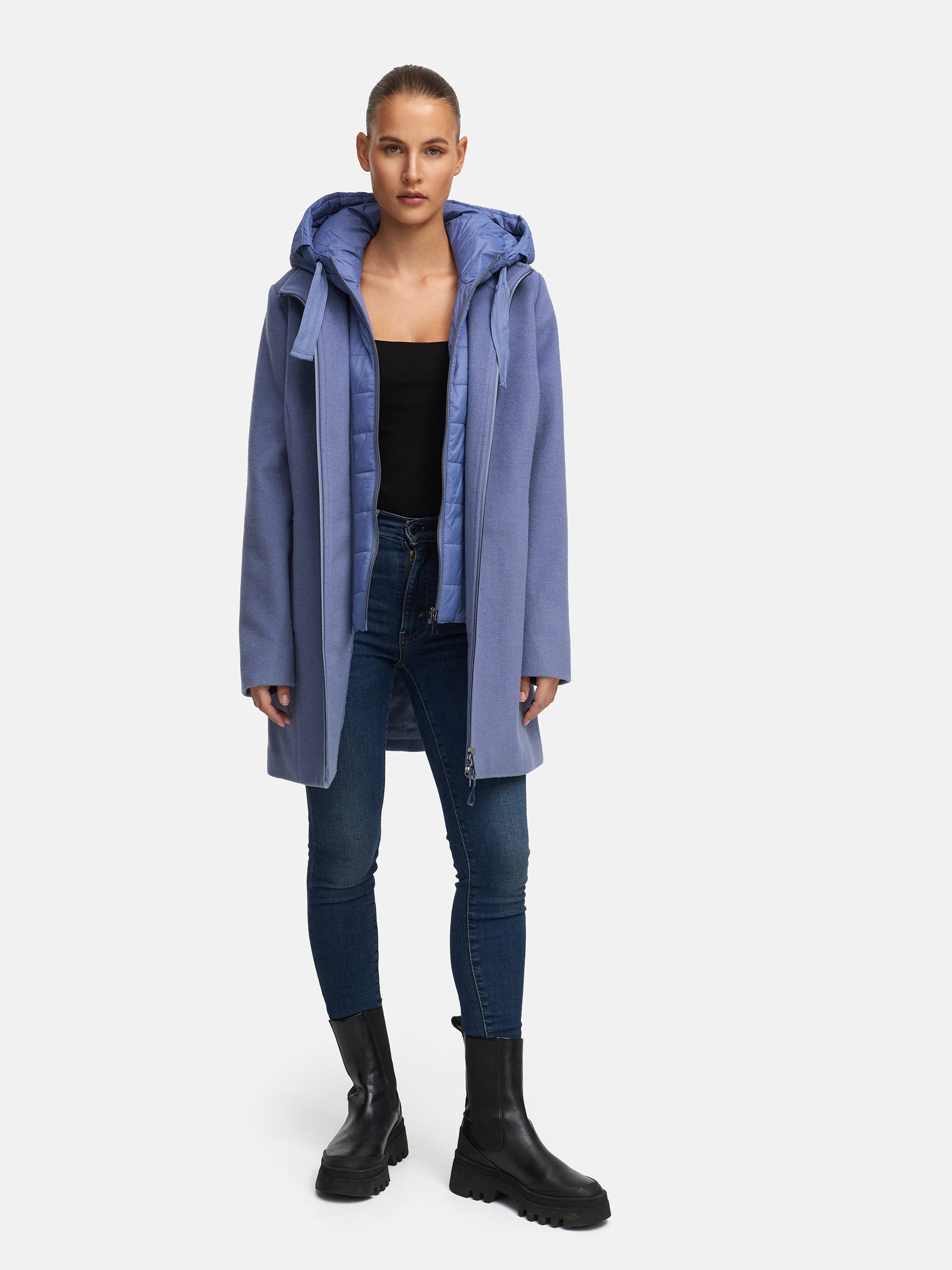 MANISA Wolljacke mit Kapuze mit herausnehmbarer Kapuze