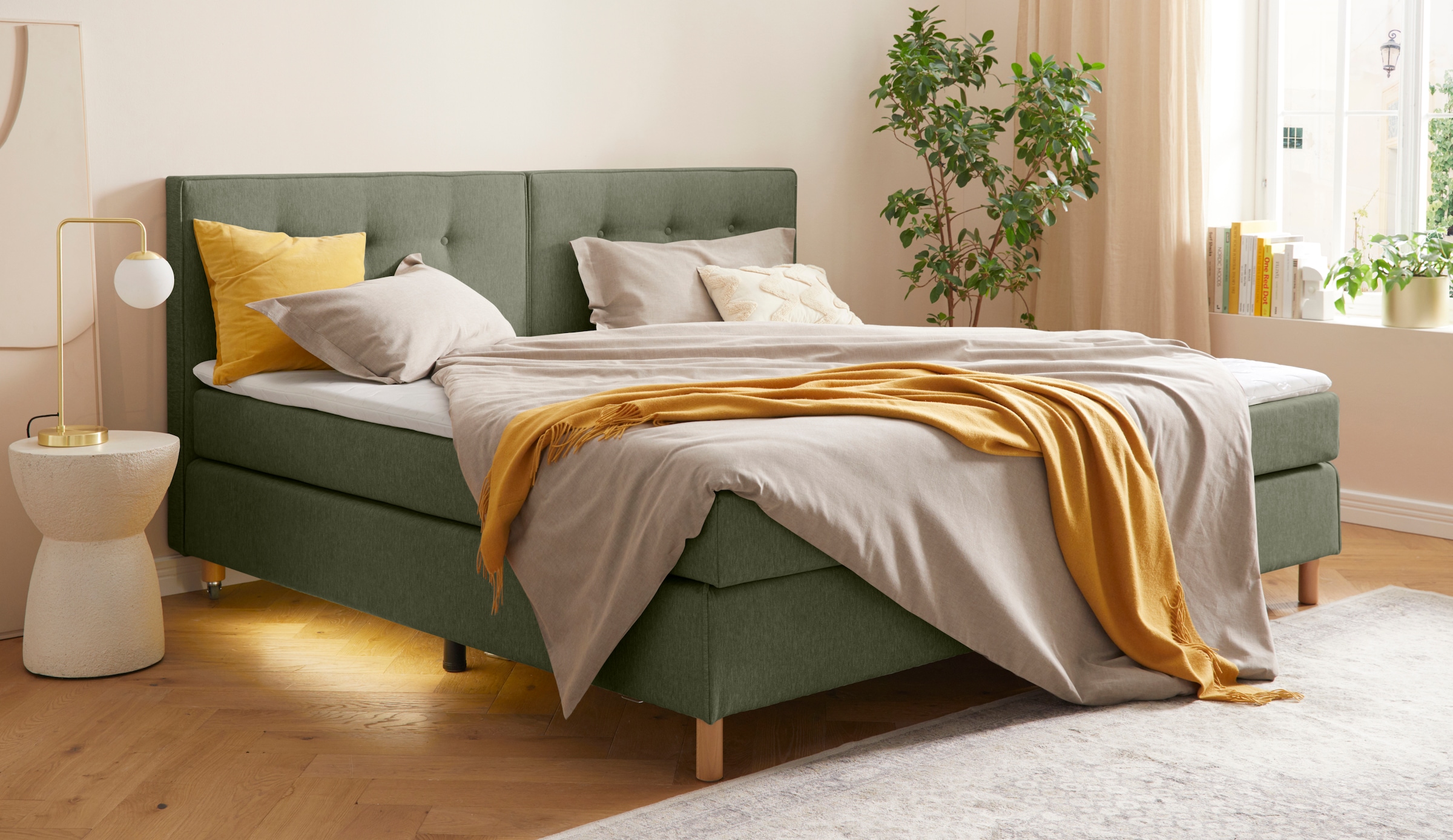Home affaire Boxspringbett »Heimatblick 100x200cm beliebig erweiterbar zu Doppel- und Familienbett«, Einzelbett, Hotelbett erhältlich in H2,H3 & H4