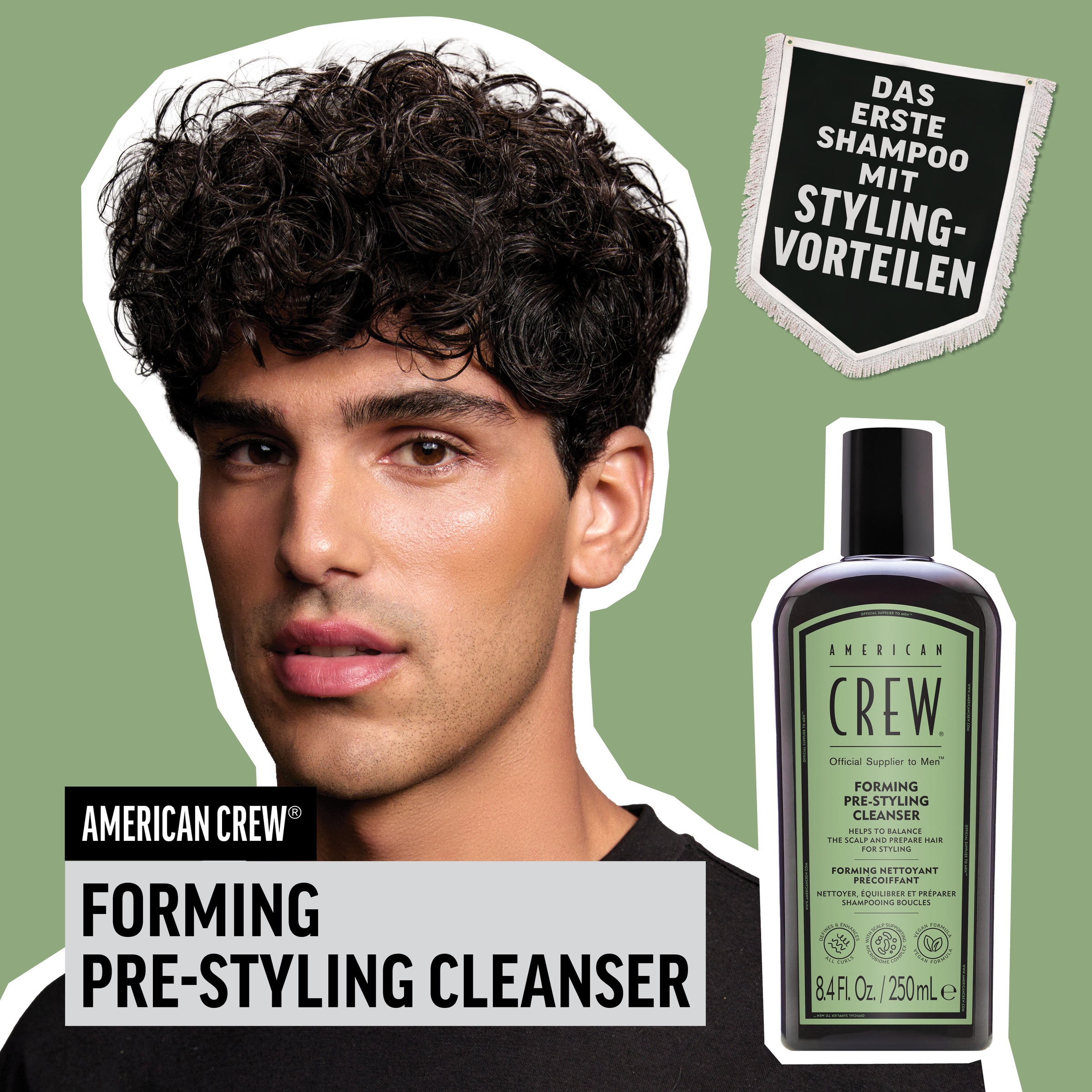 American Crew Haarshampoo »Forming Pre-Styling Cleanser Shampoo 250ml«, (1 tlg.), Vegan, ohne Silikone & Sulfate.