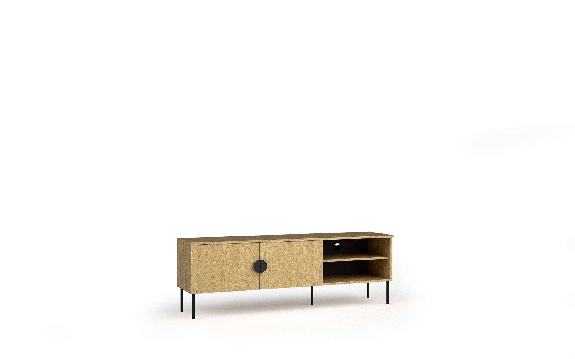 Leonique Lowboard »BELLOT TV-Schrank mit 2 Türen, Maße B/T/H: 160/40/53,6 cm«, (1 St.), in baltischer Eichenfarbe, mit holzähnlicher Struktur