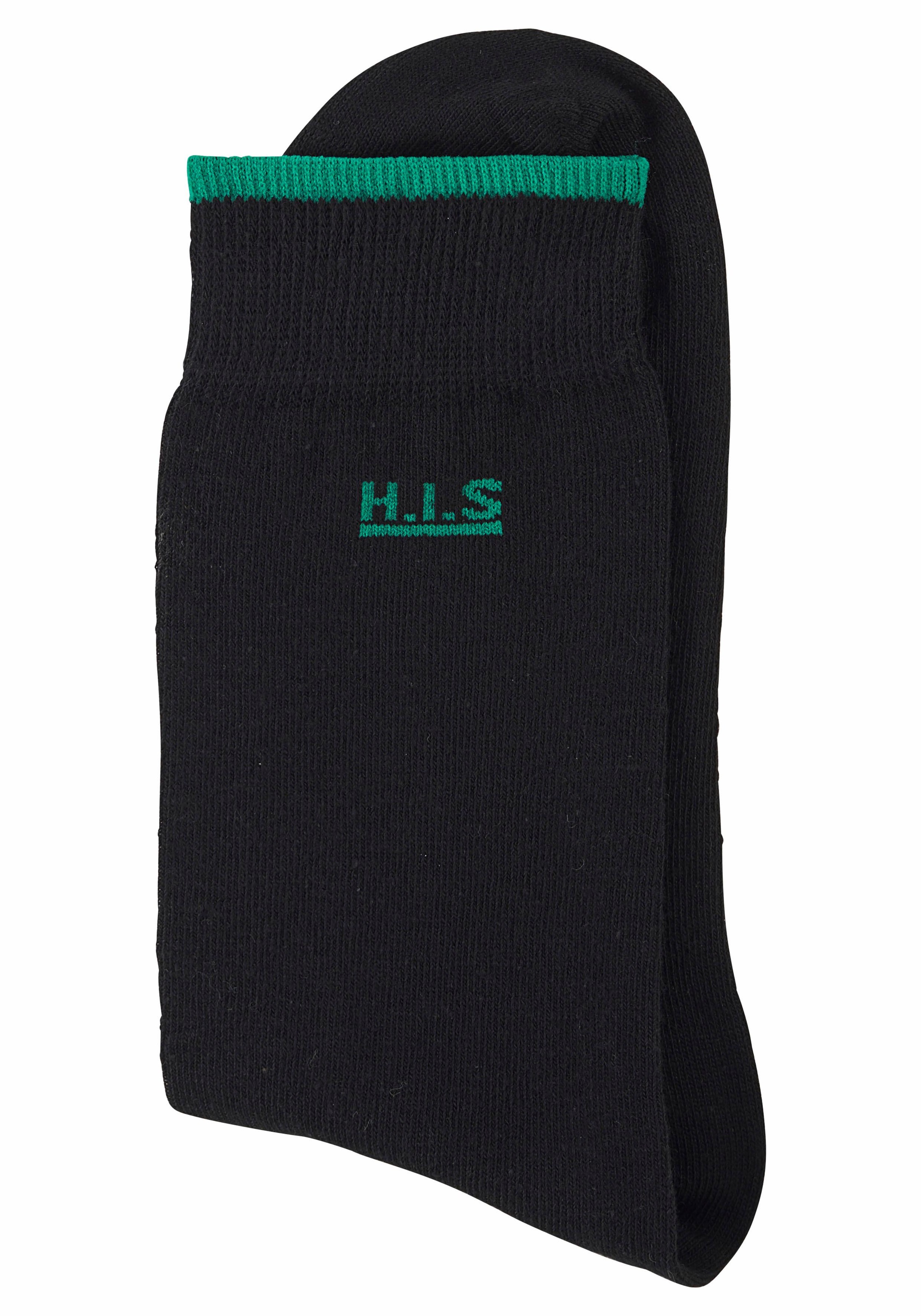 H.I.S Socken, (Packung, 7 Paar), mit farbigen Bündchen