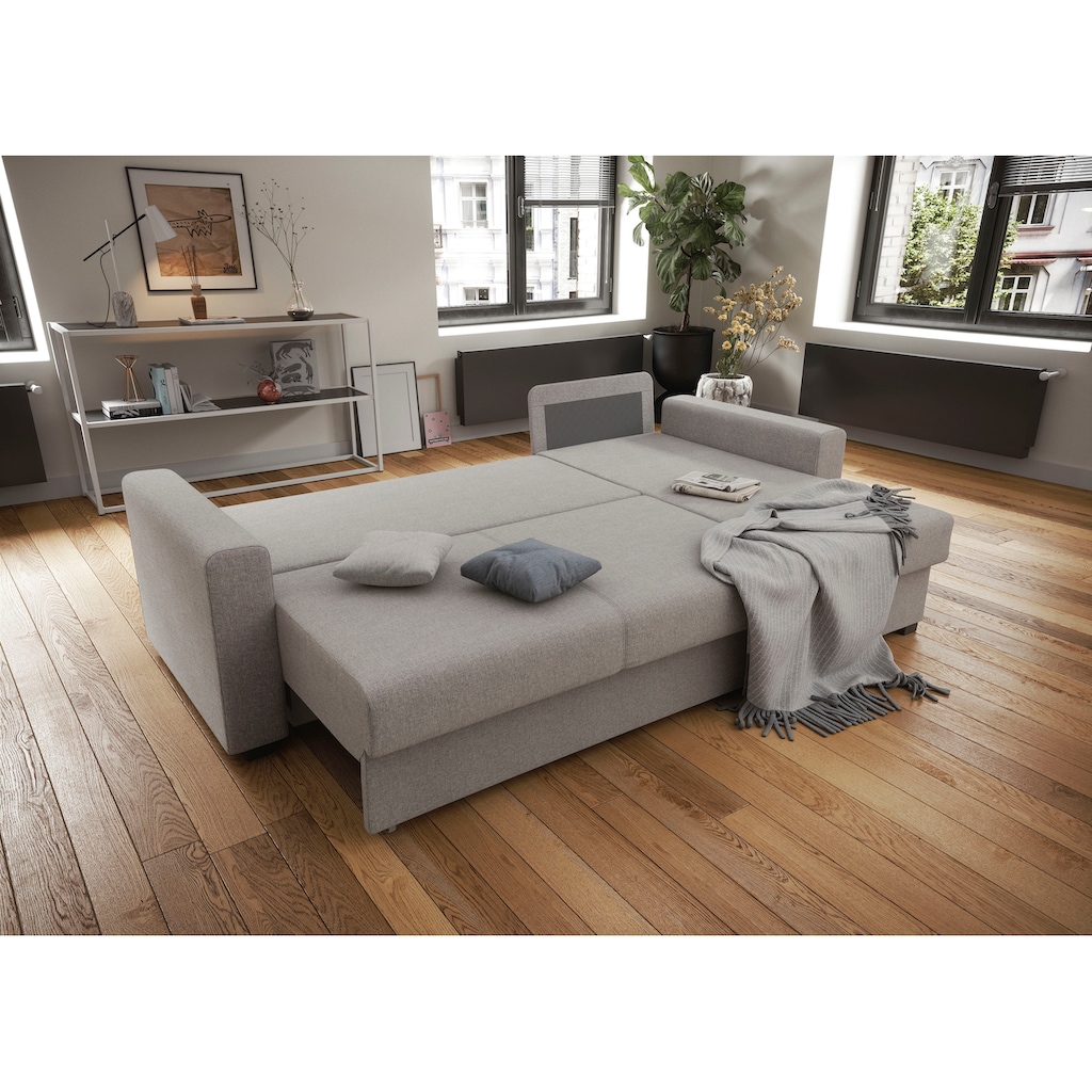 ATLANTIC home collection Ecksofa, mit Bettfunktion und Bettkasten