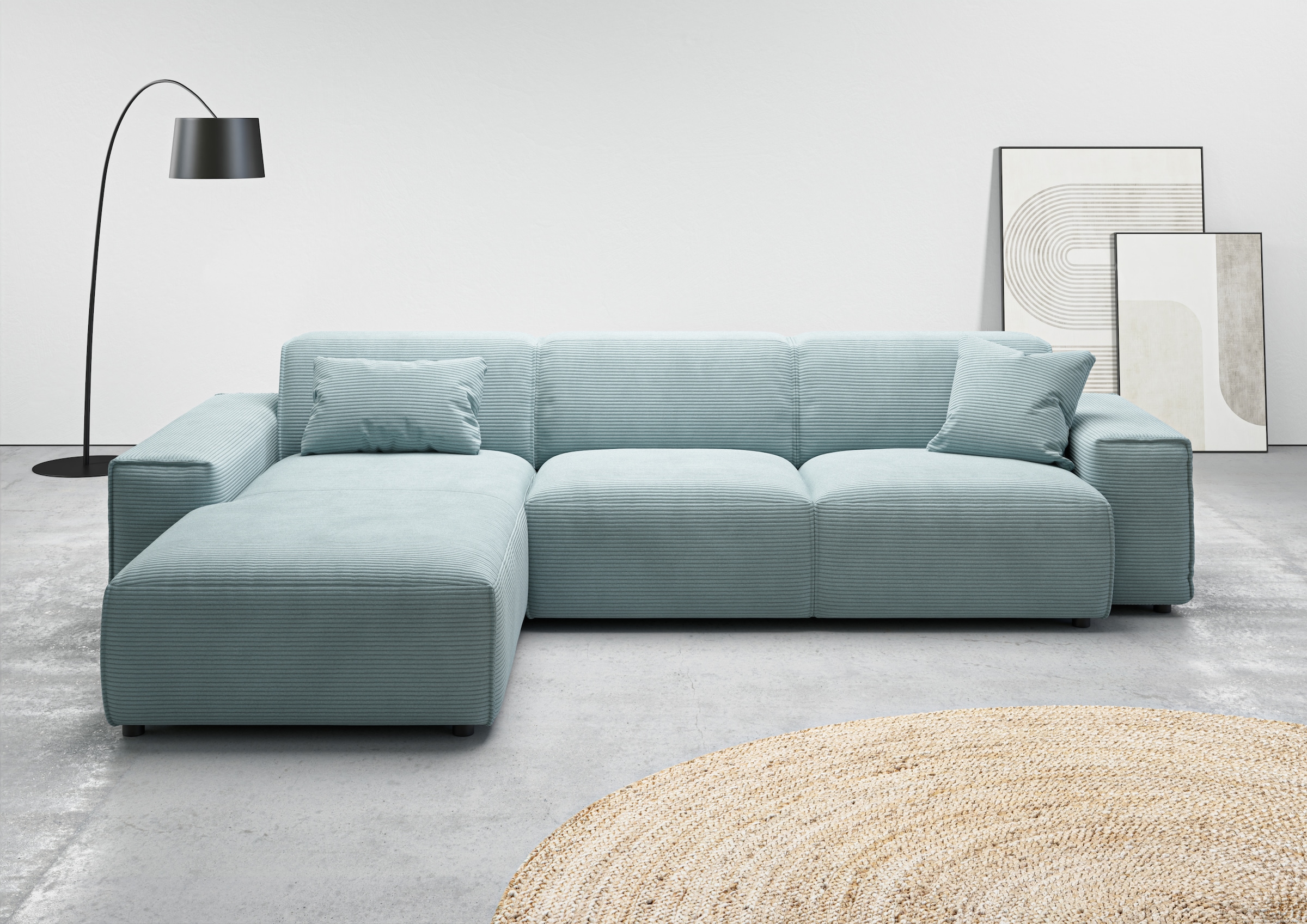 andas Ecksofa »Glimminge auch in Breitcord, Feincord, Bouclé + Easy care-Bezug«, L-Form, Breite 294, Zierkissen