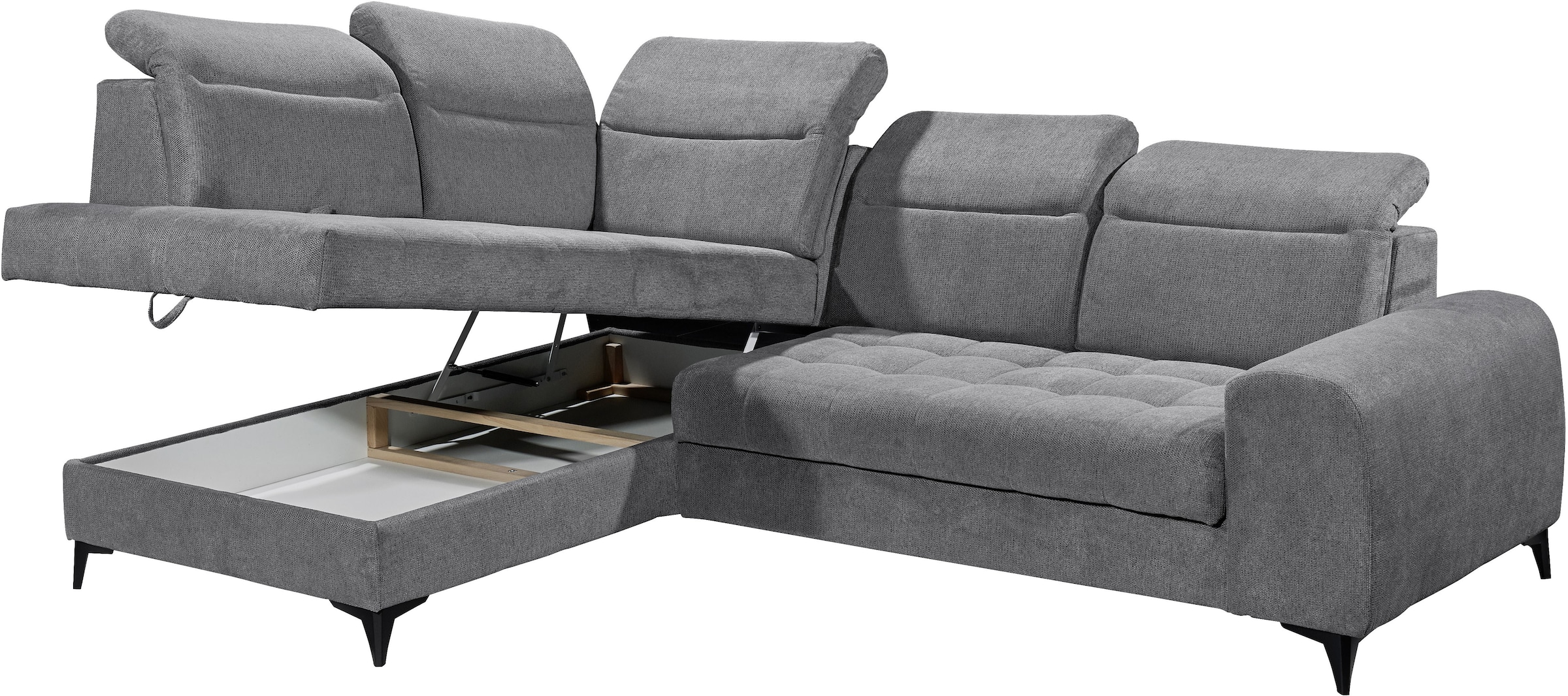 ED EXCITING DESIGN Ecksofa »Rockdale L-Form mit Bettfunktion, Bettkasten« Kopfteilverstellung, Sitztiefenverstellung & USB-Port