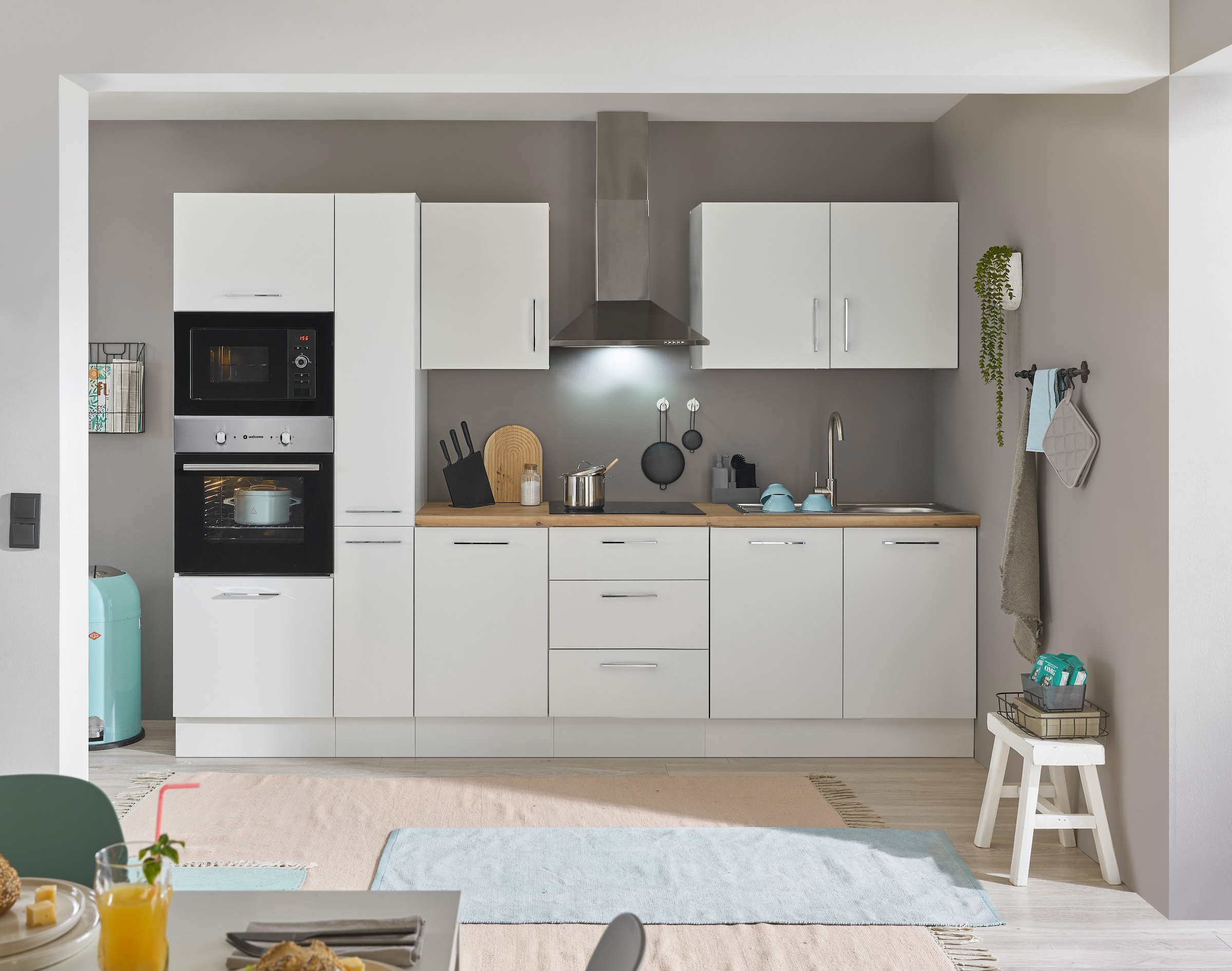 BASIC by Balculina Küchenzeile »Turin«, Breite 300 cm, wahlweise mit E-Geräten