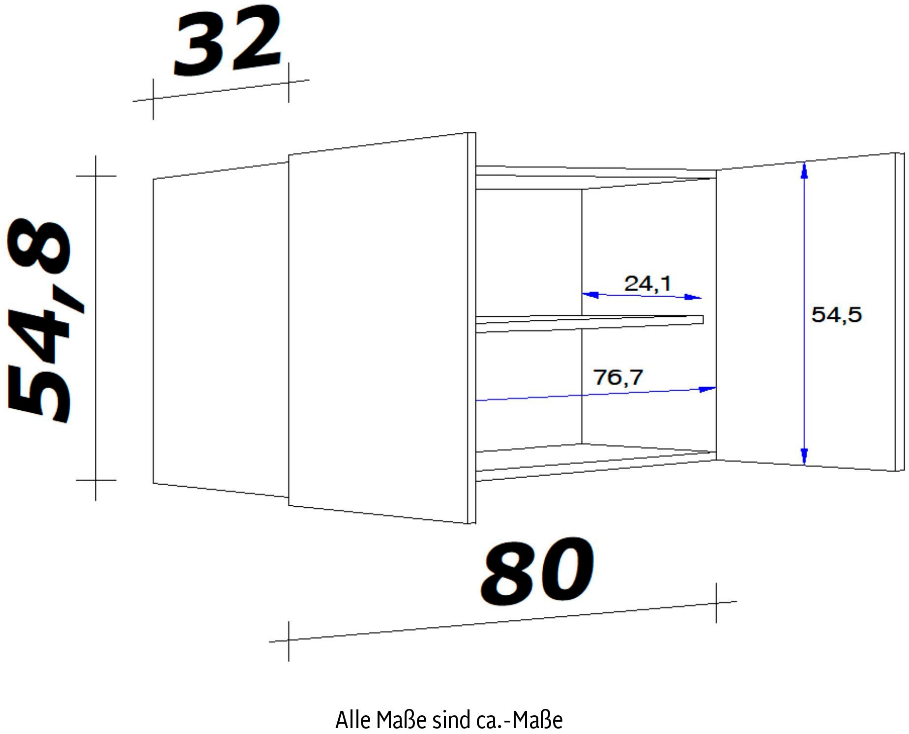 Flex-Well Hängeschrank »Antigua«, (B x H x T) 80 x 54,8 x 32 cm