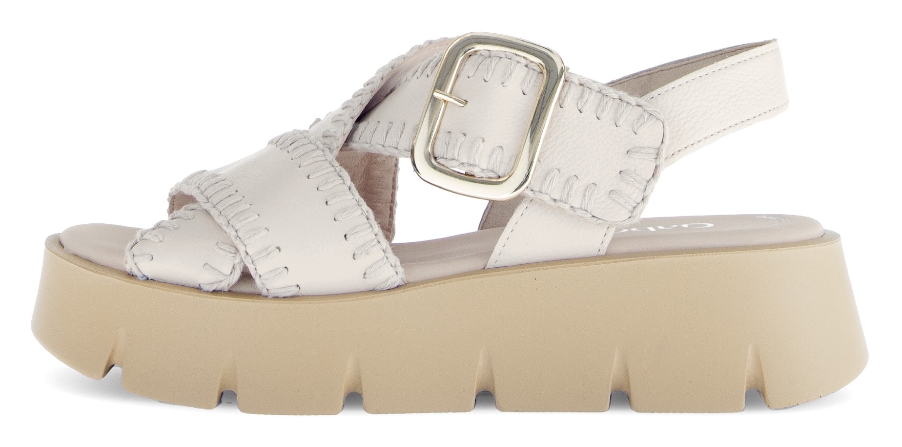 Gabor Sandalette, Plateau, Sandale, Sommerschuh mit Klett unter der Zierschnalle