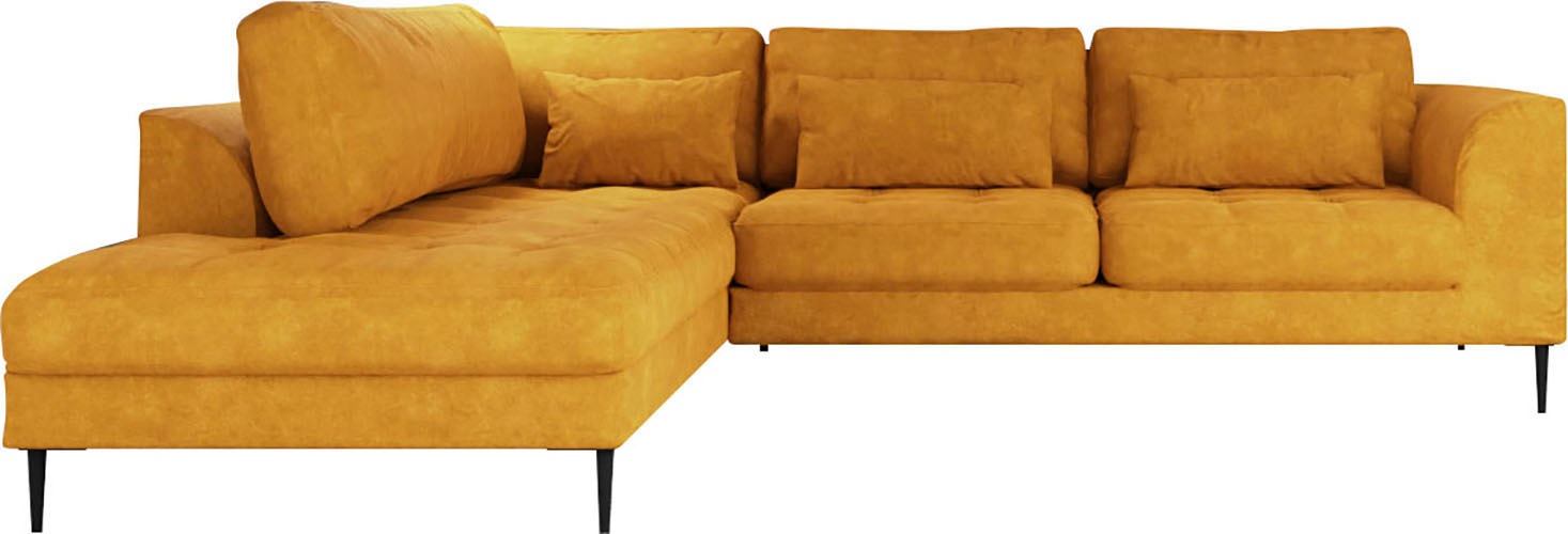TRENDMANUFAKTUR Ecksofa »Luzi, wahlweise mit Schlaffunktion und Bettkasten, gemütlich, L-Form«, Designsofa mit Ottomane, Metallfüße schwarz, Breite 264 cm