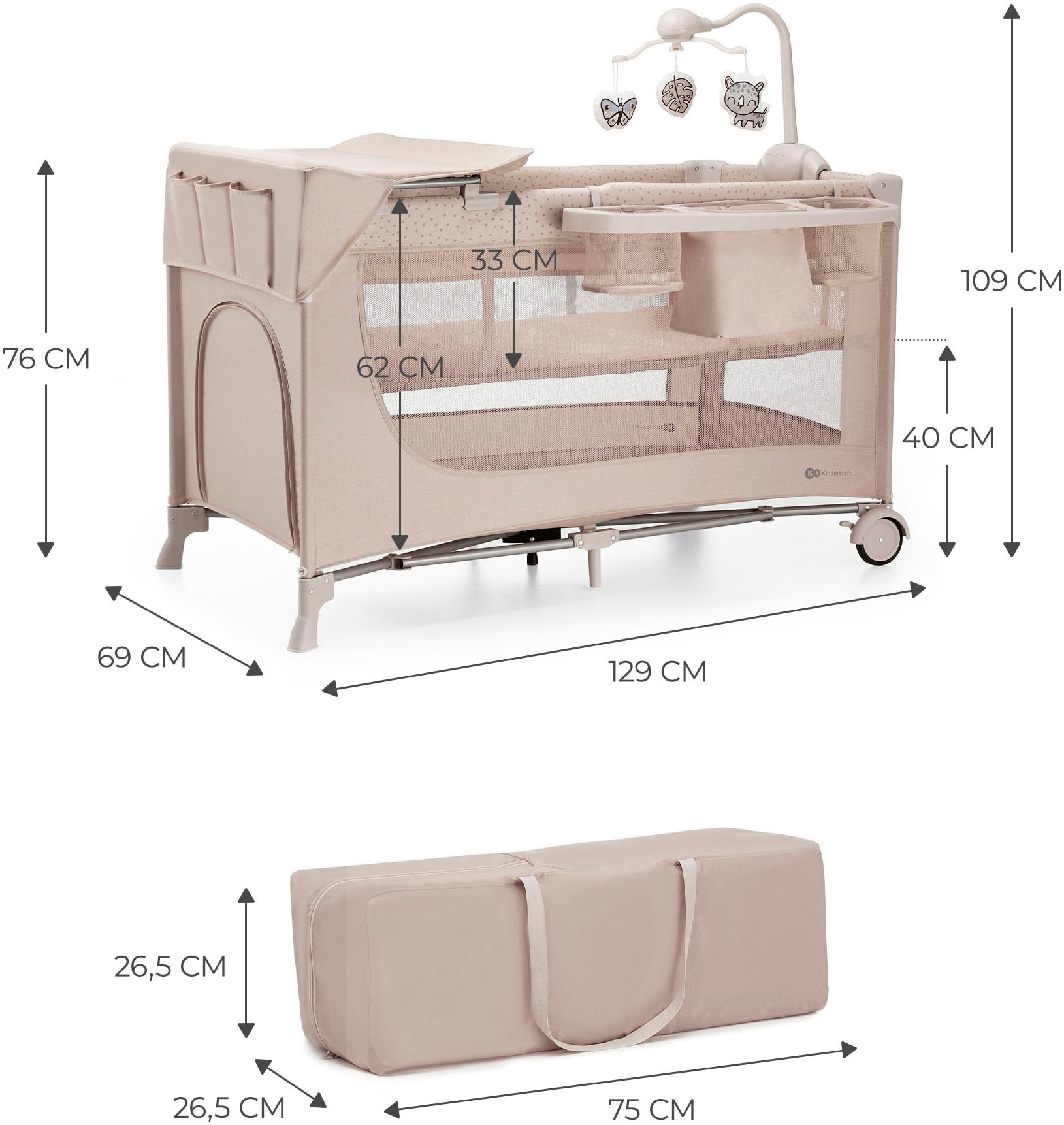 Kinderkraft Baby-Reisebett »JOY 2 mit Zubehör«