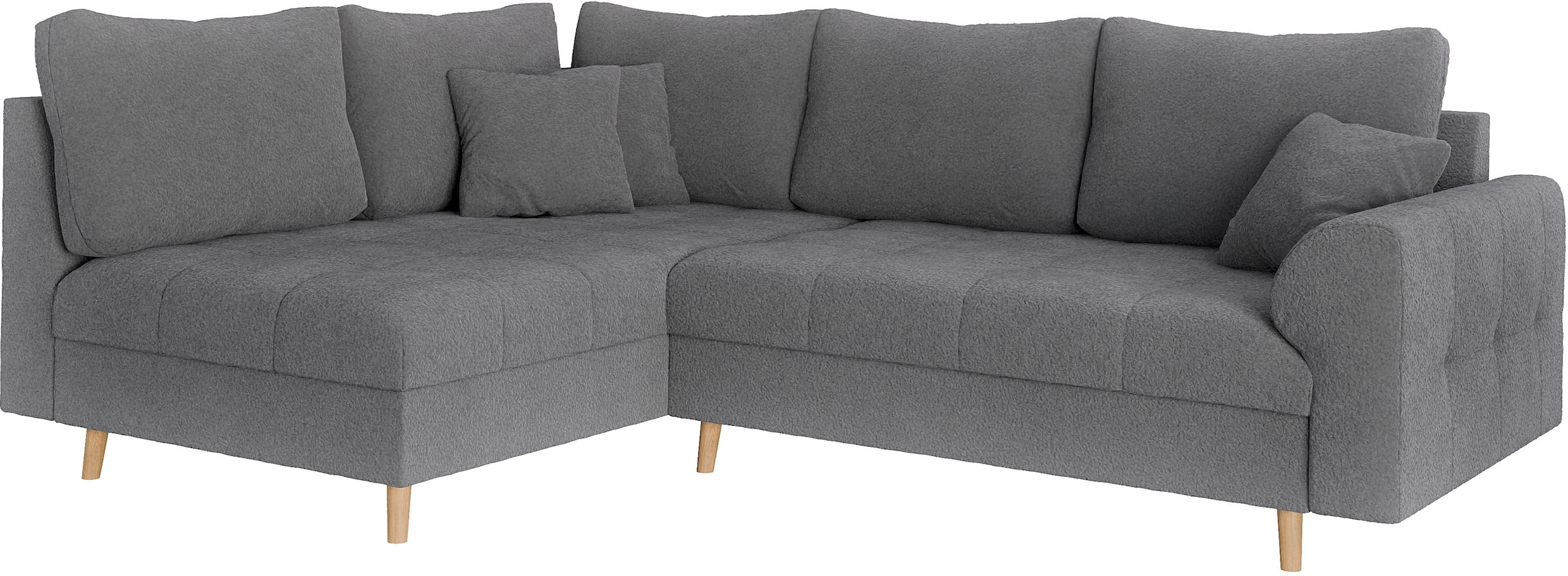 Home affaire Ecksofa »CHARRE L-Form mit Ottomane, Maße B/T/H: 231/161/81 cm«, feine Steppung, lose Rücken- und Zierkissen, auch in Cord und Bouclé