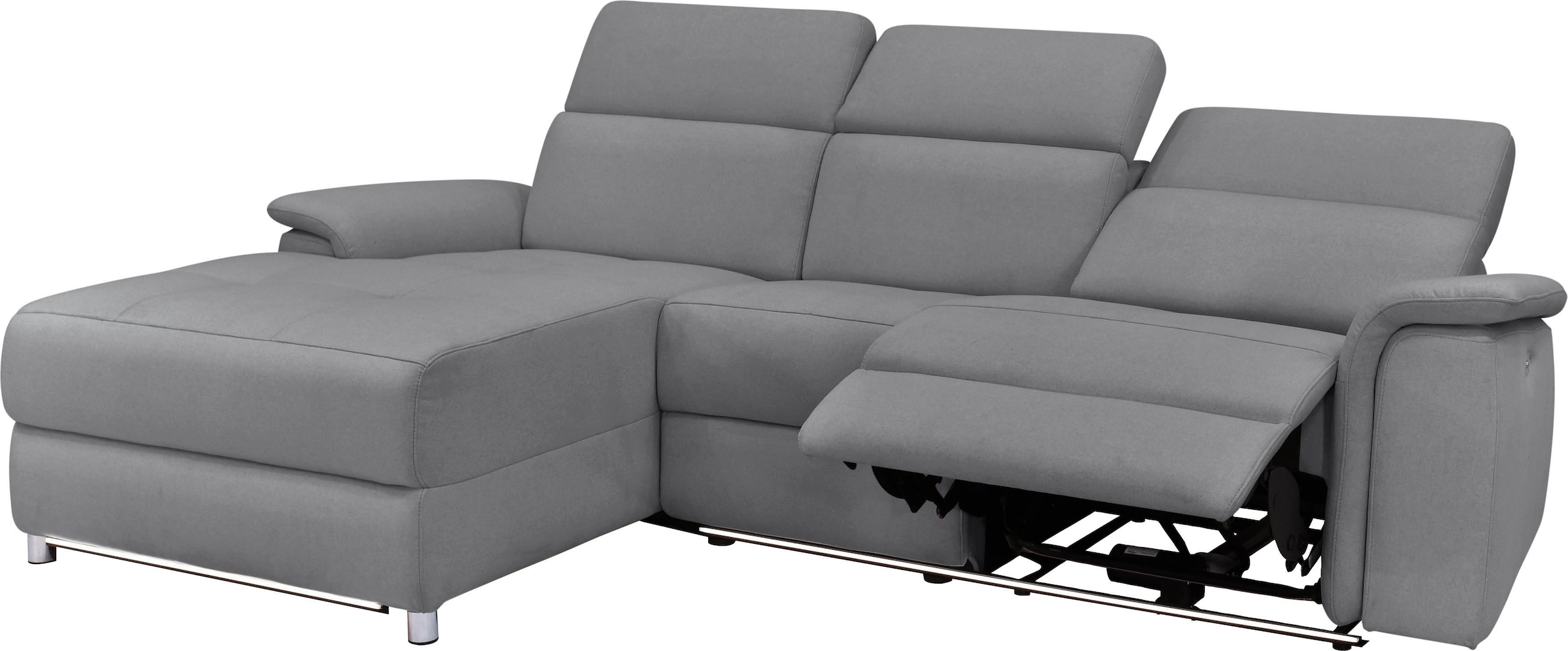 Places of Style Ecksofa »Pareli, L-Form, 259cm,m. Recamiere, Echtleder, Kunstleder, Webstoff«, man. o. elektr. Relaxfunktion, USB/Kopfteilverstellg u. LED