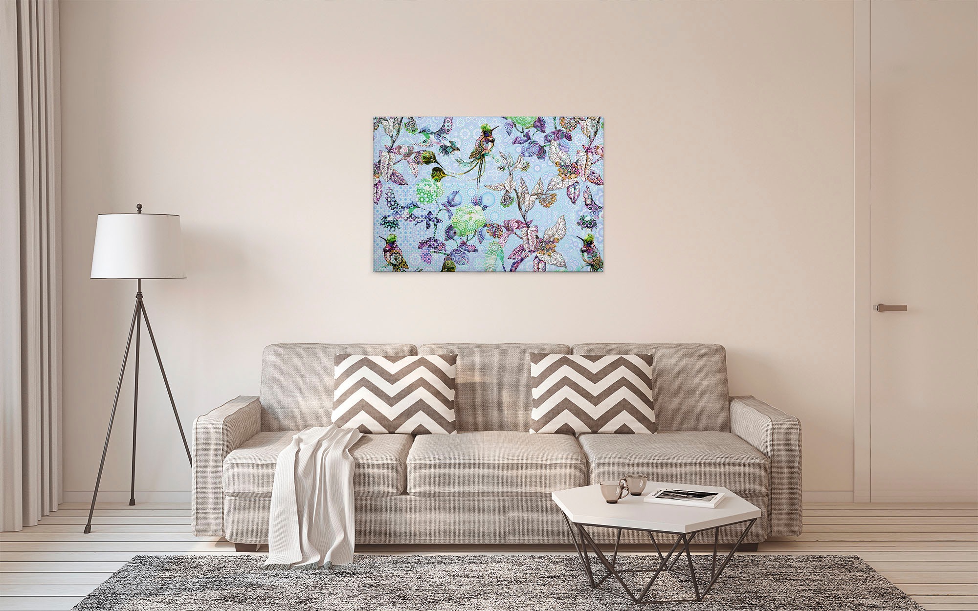A.S. Création Leinwandbild »exotic mosaic« Kunst | Vögel 1 Stk. tlg. Mosaik Keilrahmen Floral Blumen Vögel Leinwand-Bild Wohnzimmer modern